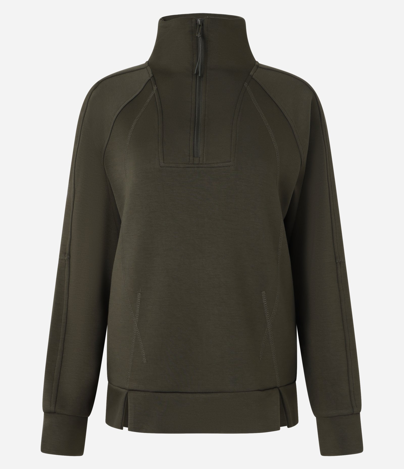 Casaco Esportivo em Microfibra Pesada Liso com Gola Alta e Recortes Verde 7