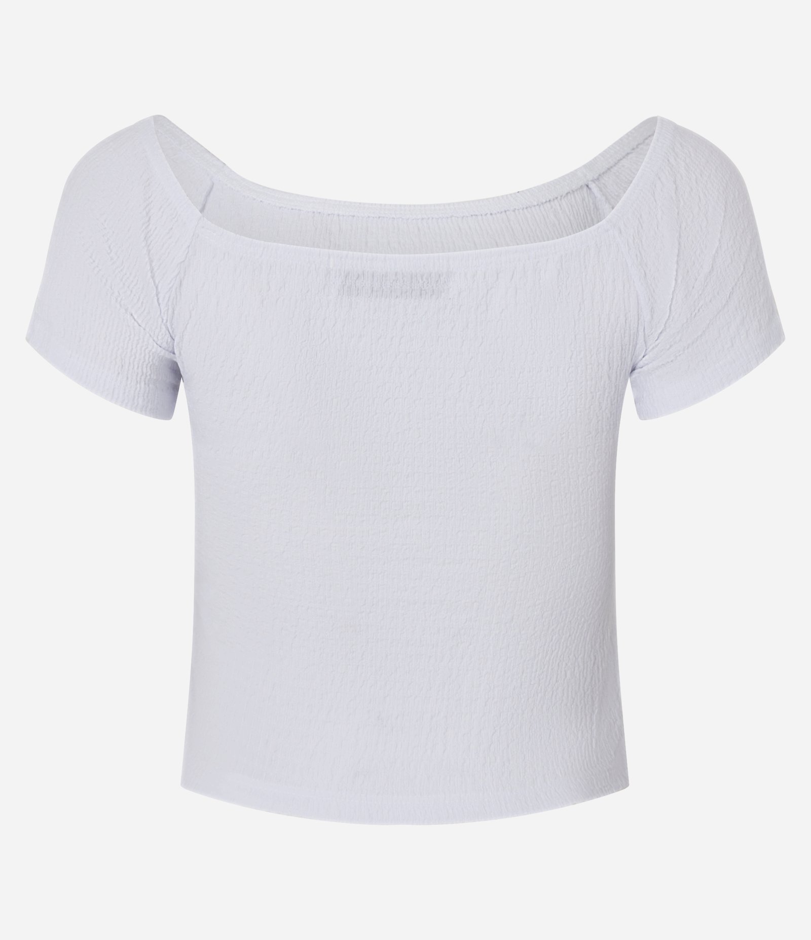 Blusa Curta com Decote Ombro a Ombro e Textura Branco 6
