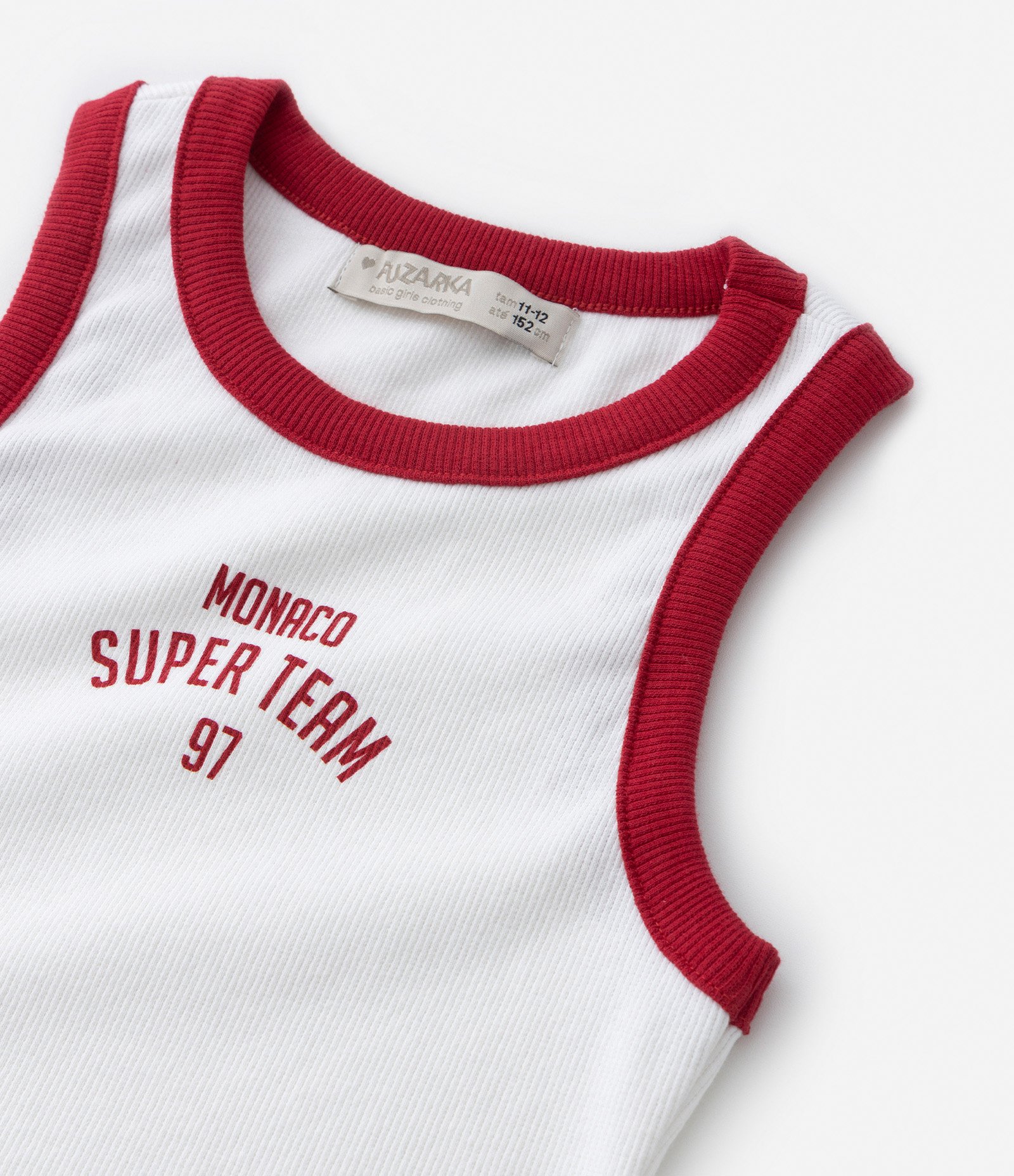 Regata Infantil Canelada com Lettering Monaco - Tam 7 a 14 Anos Branco Neve 4