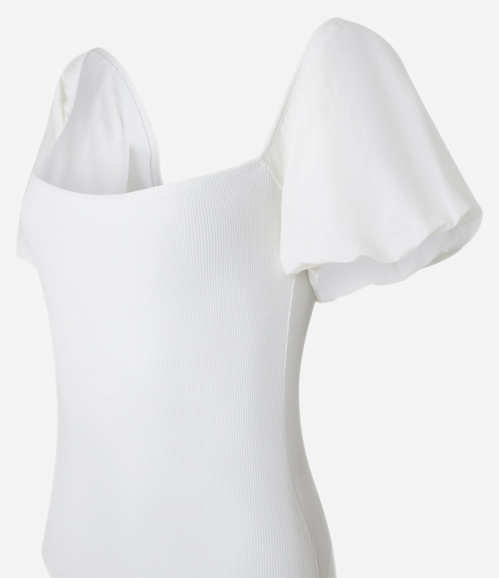Body em Ribana com Manga Balone Branco 7
