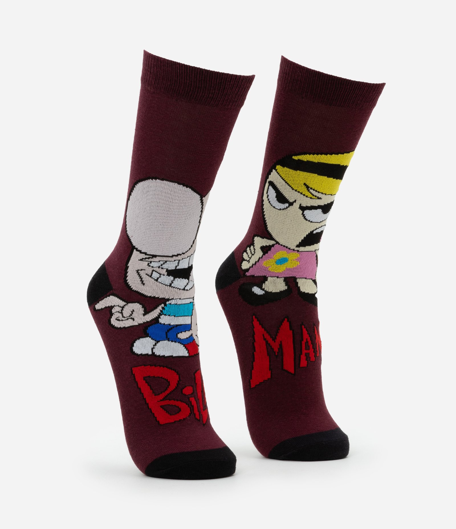 Meia Cano Alto em Algodão com Estampa do Billy & Mandy Vermelho 2
