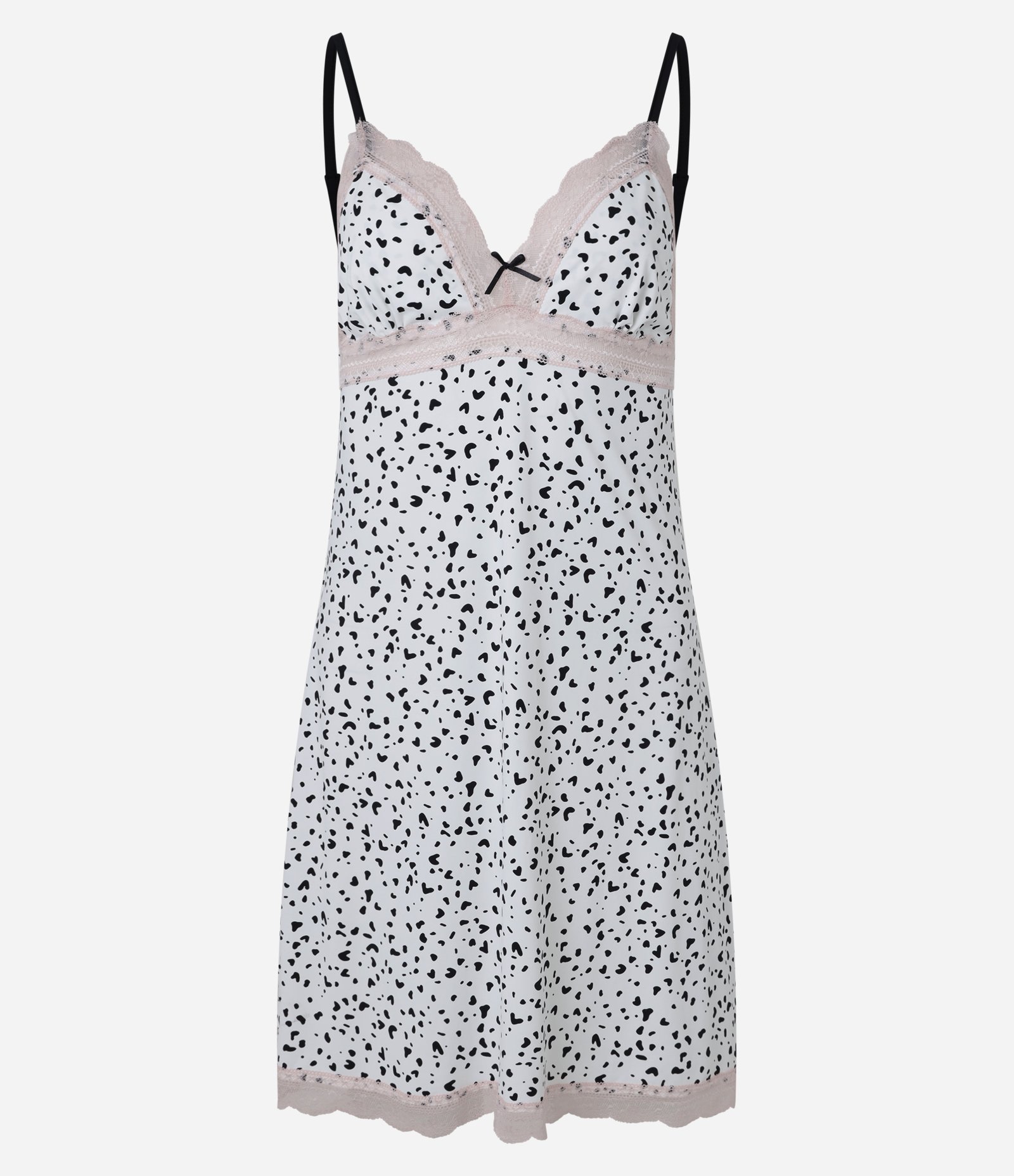 Camisola Alcinha em Poliamida com Detalhes de Renda e Estampa Vaquinha Branco/ Rosa 3