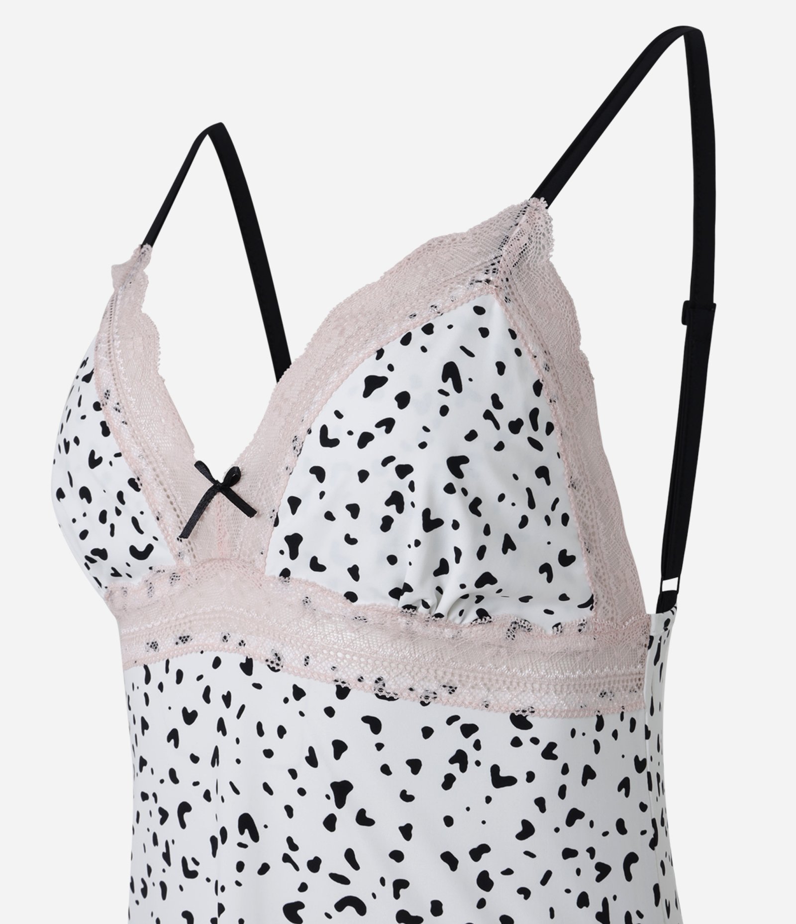 Camisola Alcinha em Poliamida com Detalhes de Renda e Estampa Vaquinha Branco/ Rosa 4