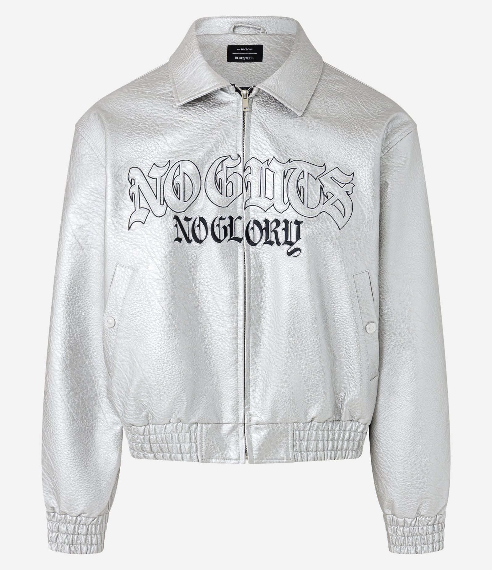 Jaqueta Metalizada em Pu com Bordado Lettering Prata 8