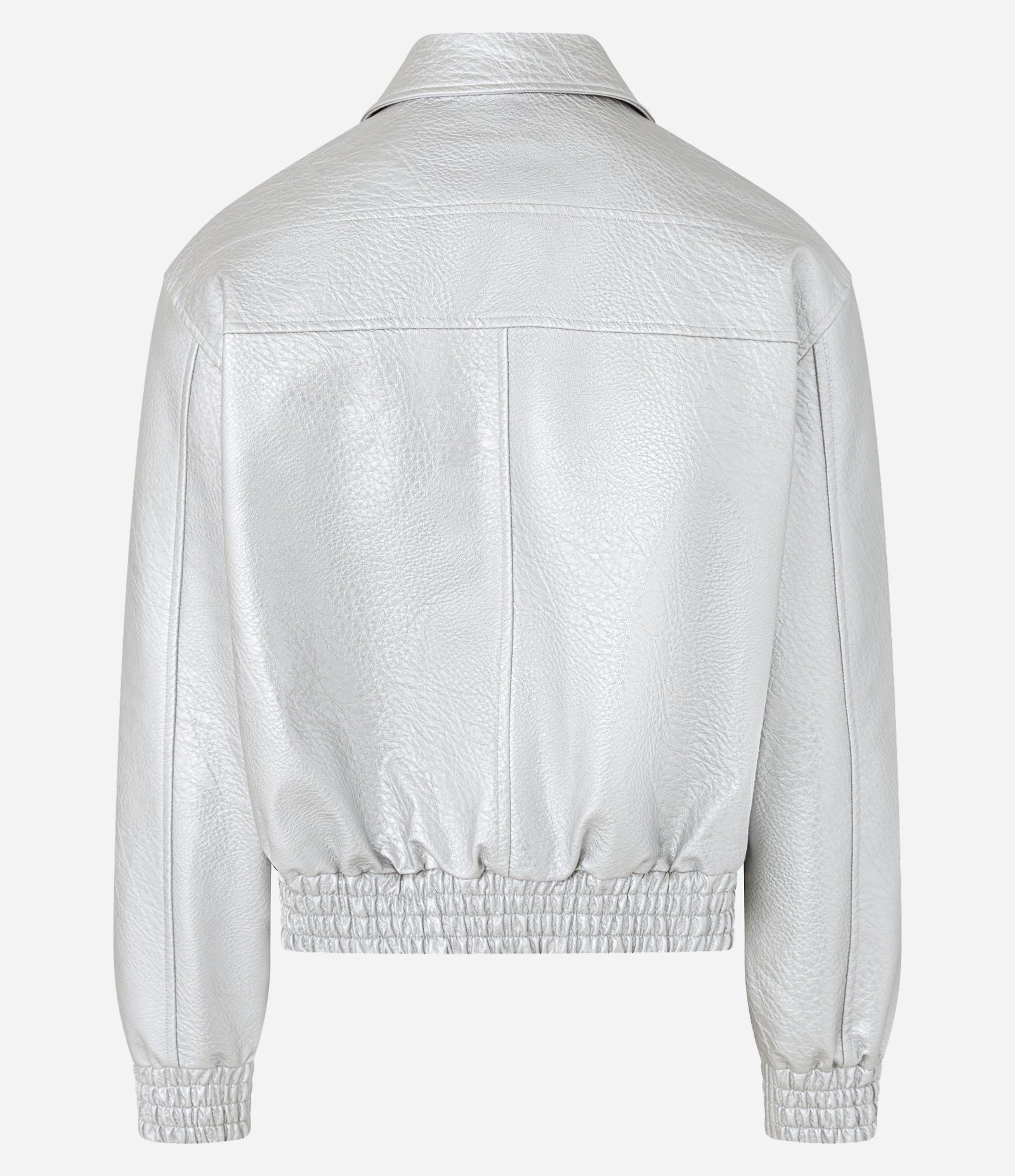 Jaqueta Metalizada em Pu com Bordado Lettering Prata 11