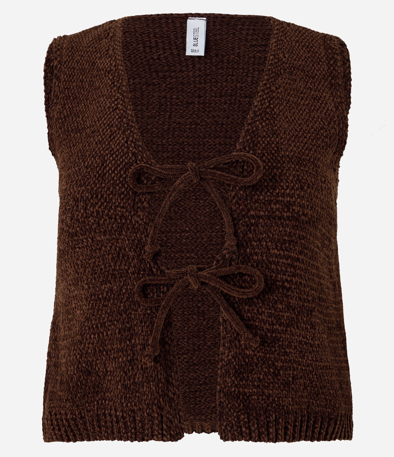 Blusa Colete em Tricô com Amarração Marrom 4