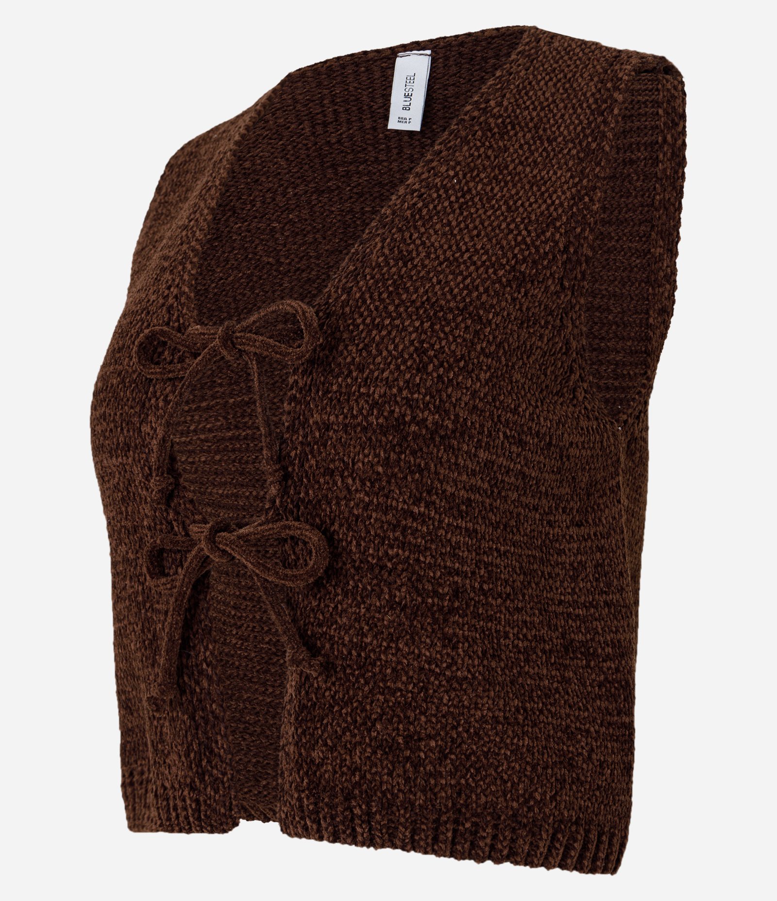 Blusa Colete em Tricô com Amarração Marrom 5