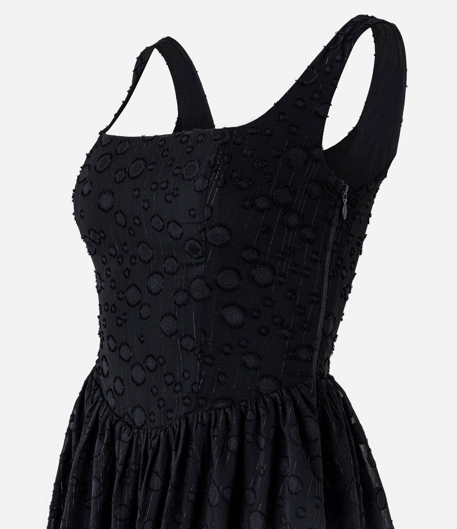 Vestido Balonê em Guipure com Textura Preto 8