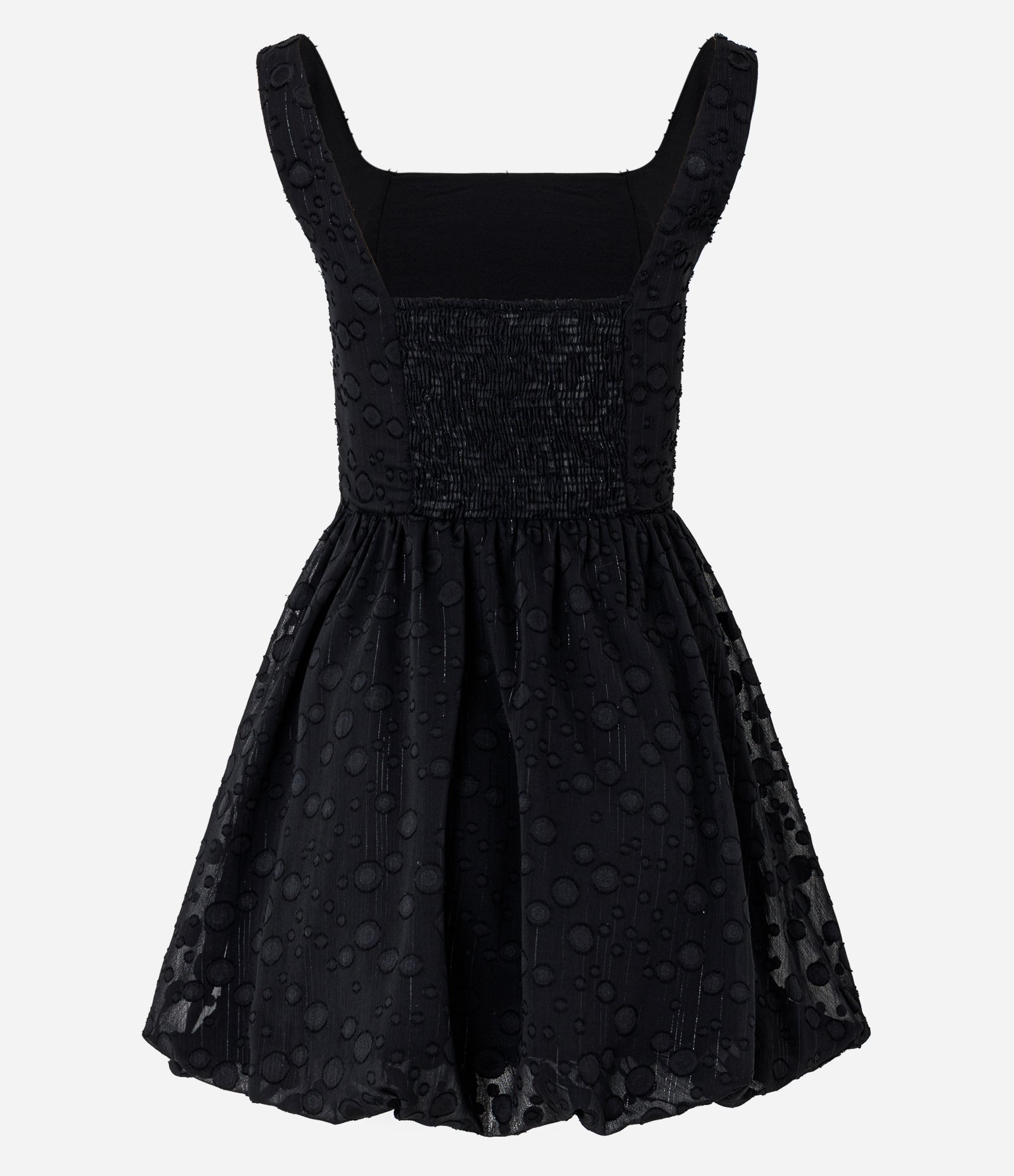 Vestido Balonê em Guipure com Textura Preto 9