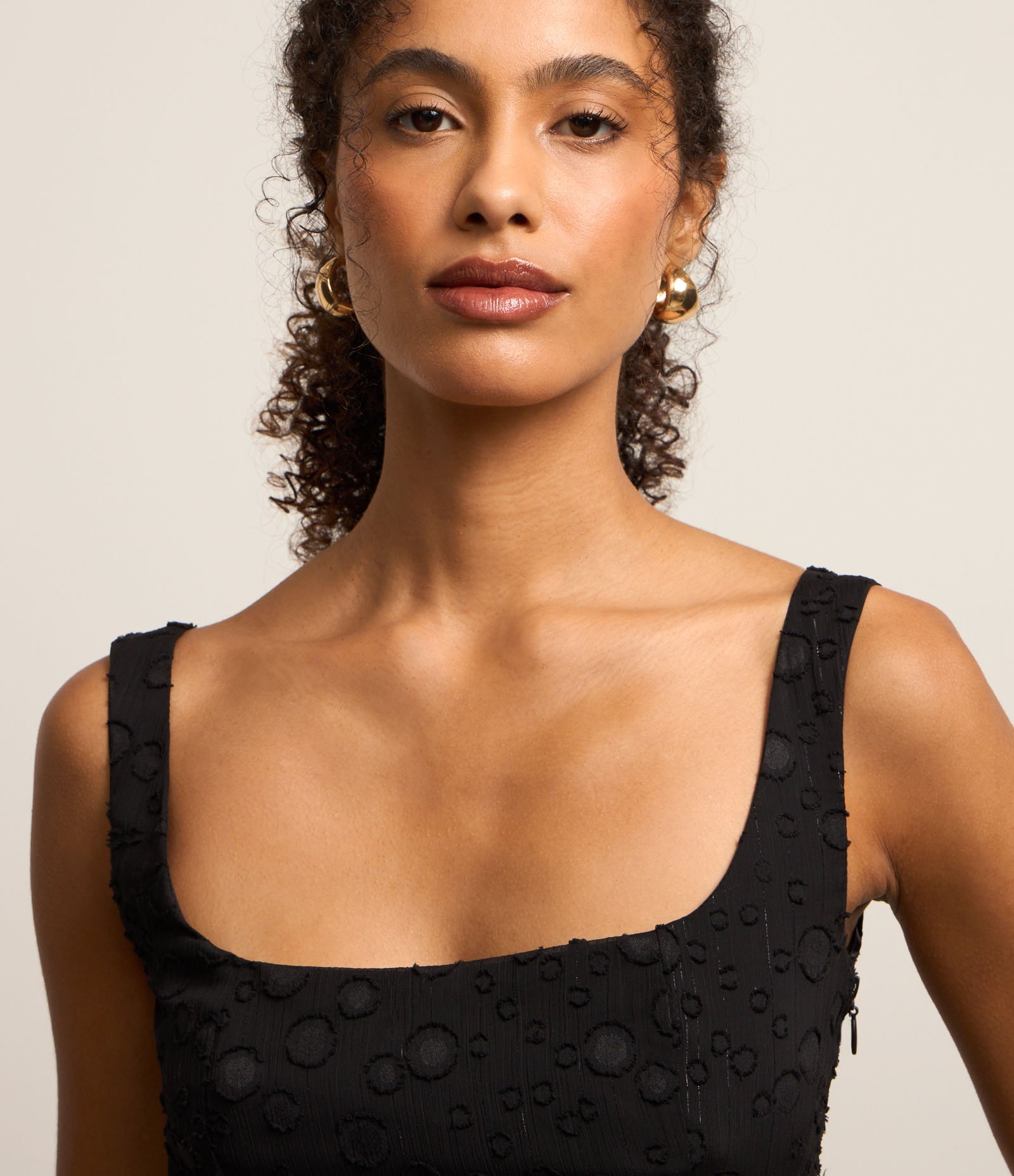 Vestido Balonê em Guipure com Textura Preto 3