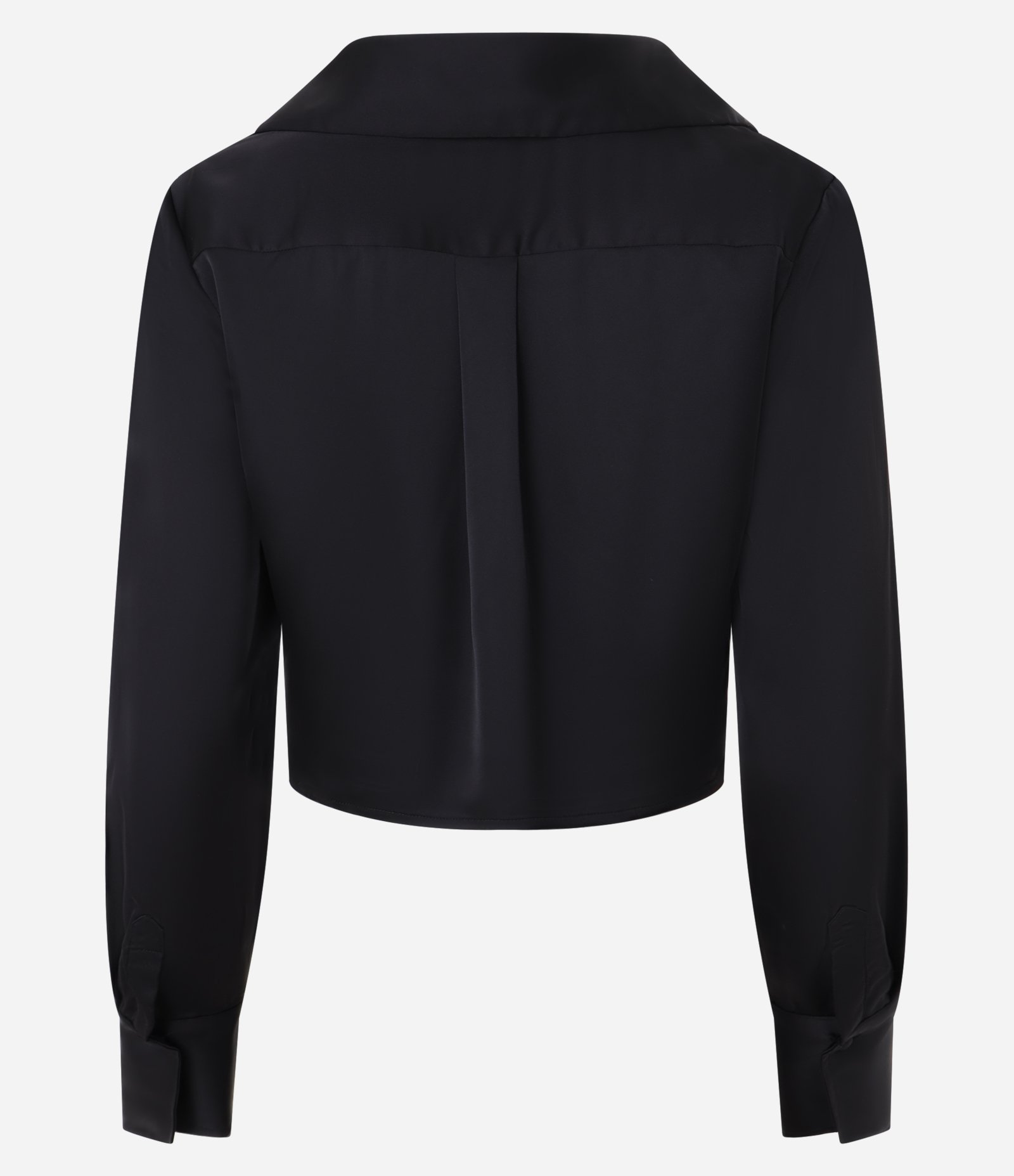 Blusa Acetinada com Botões Frontais Forrados Preto 6