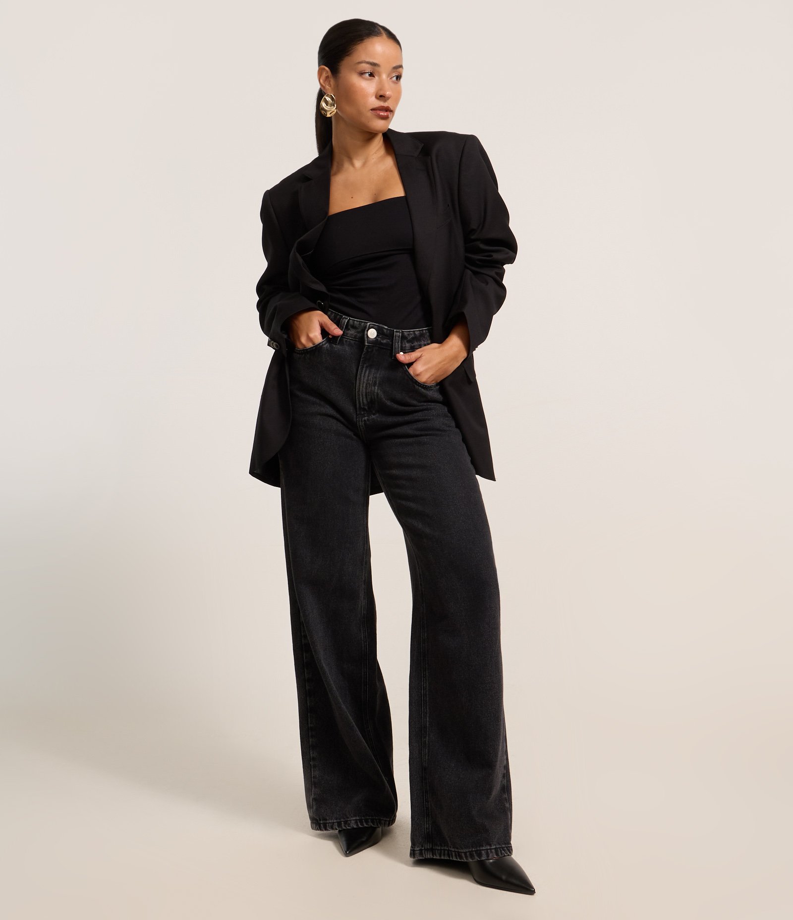 Blusa Sem Alças Seamless com Pala Dobrada Preto 2