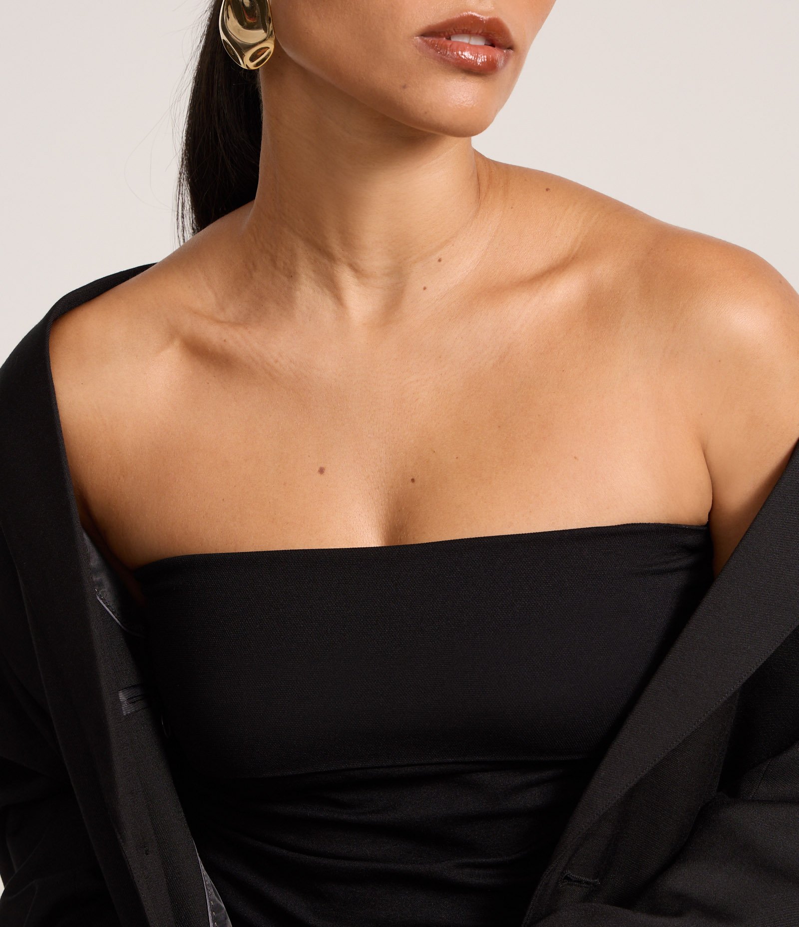 Blusa Sem Alças Seamless com Pala Dobrada Preto 3