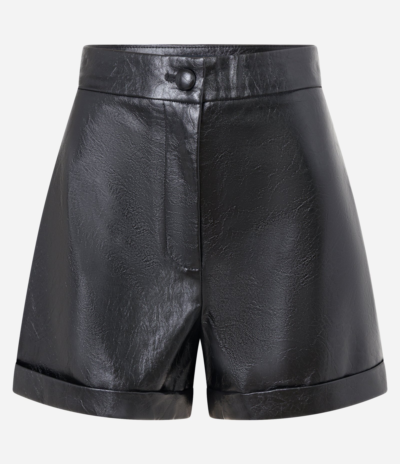 Short Curto em PU com Textura e Barra Dobrada Preto 5