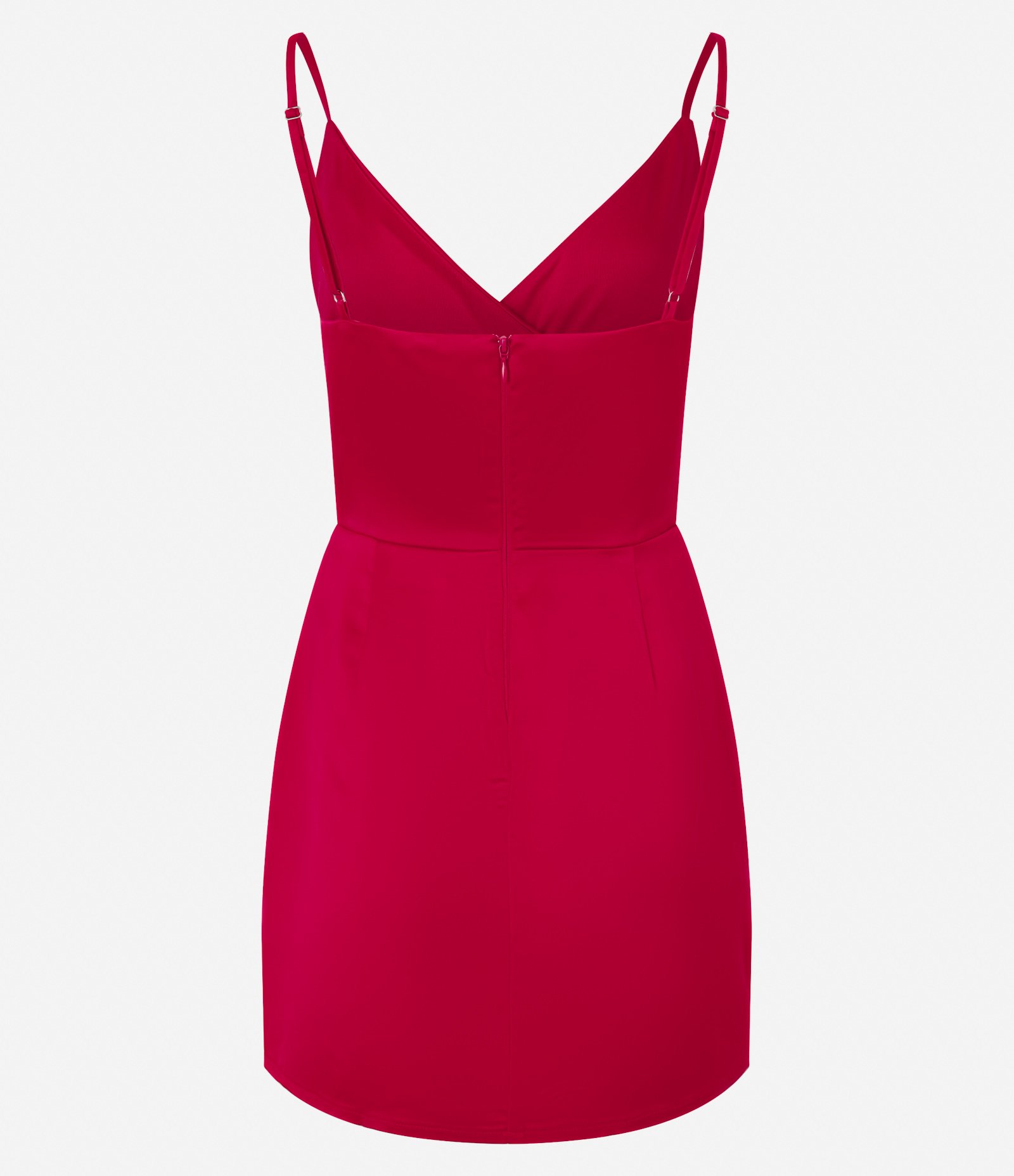 Vestido Curto Acetinado de Alça com Textura Franzida Vermelho 2