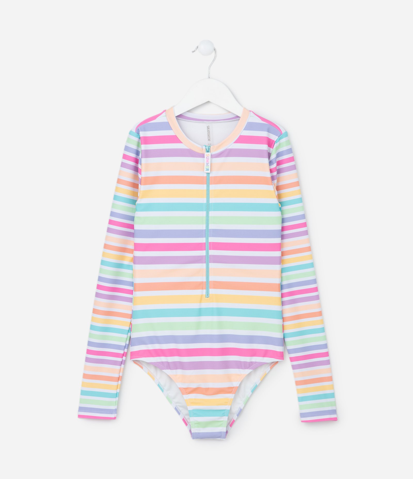 Maiô Infantil com Proteção UV e Estampa Listrada - Tam 5 a 14 Anos Multicores 1