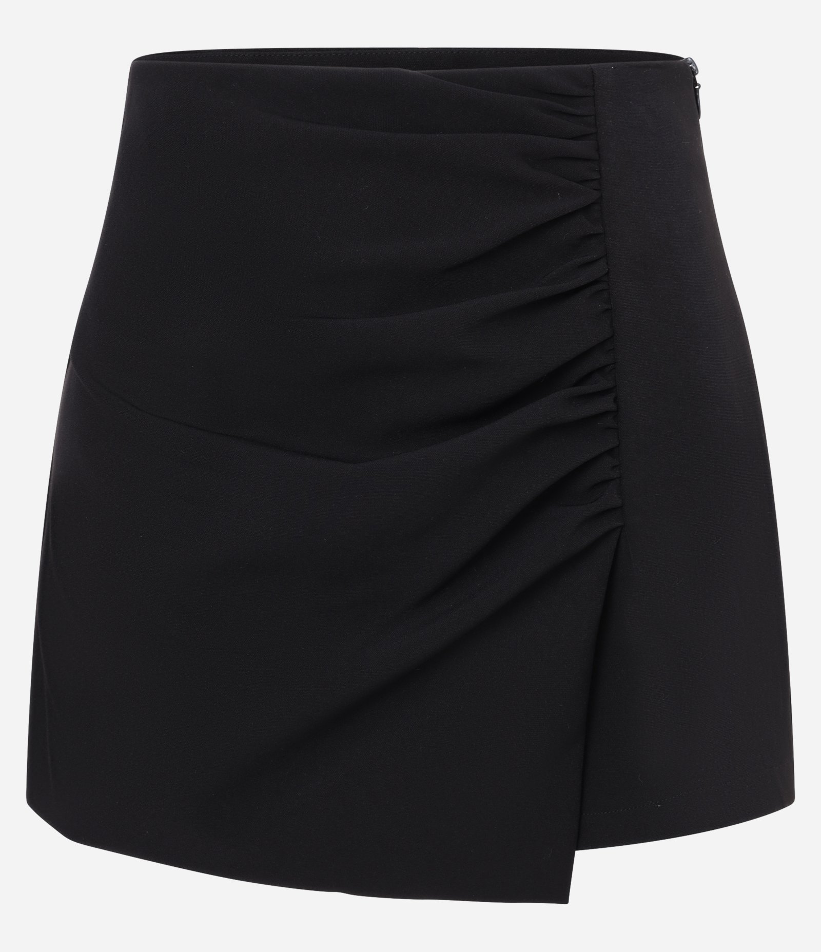 Short Saia em Alfaiataria com Drapeados Frontais Preto 5