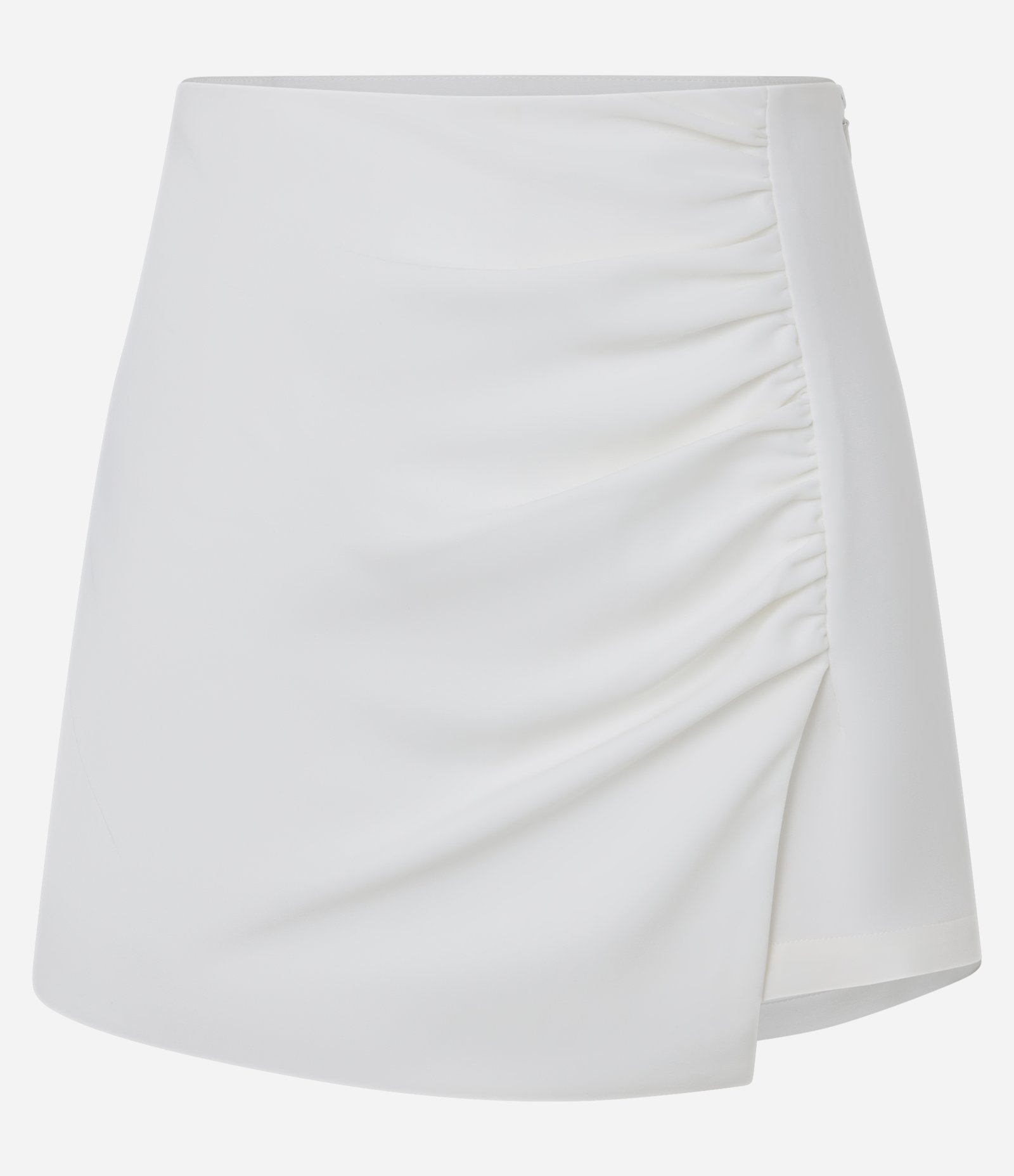 Short Saia em Alfaiataria com Drapeados Frontais Branco 5
