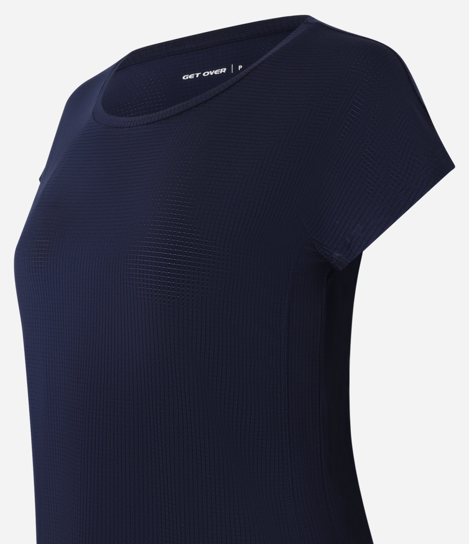 Camiseta Esportiva em Microfibra com Decote Redondo Azul Escuro 6