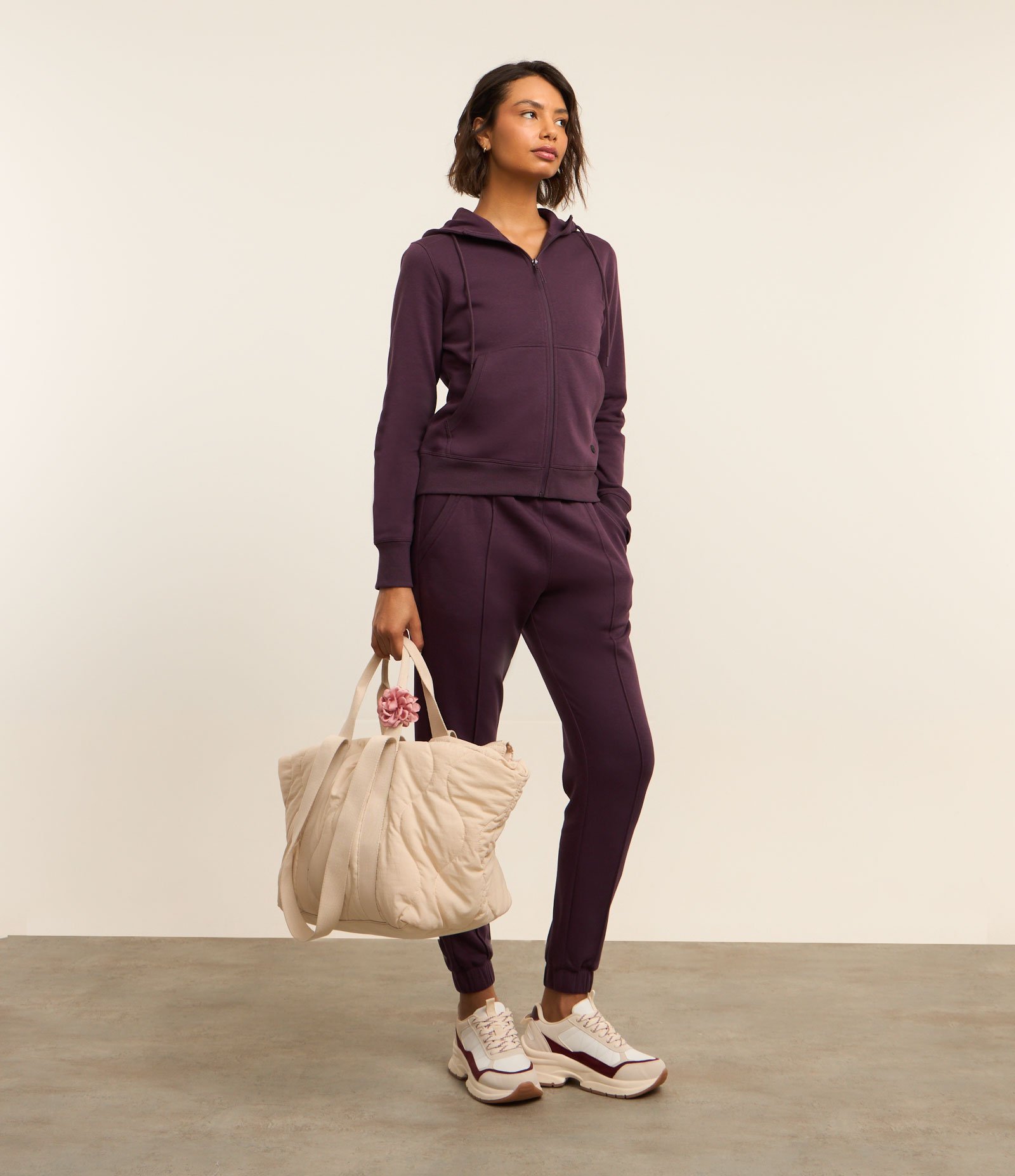 Calça Esportiva de Moletom com Friso Frontal Roxo 1