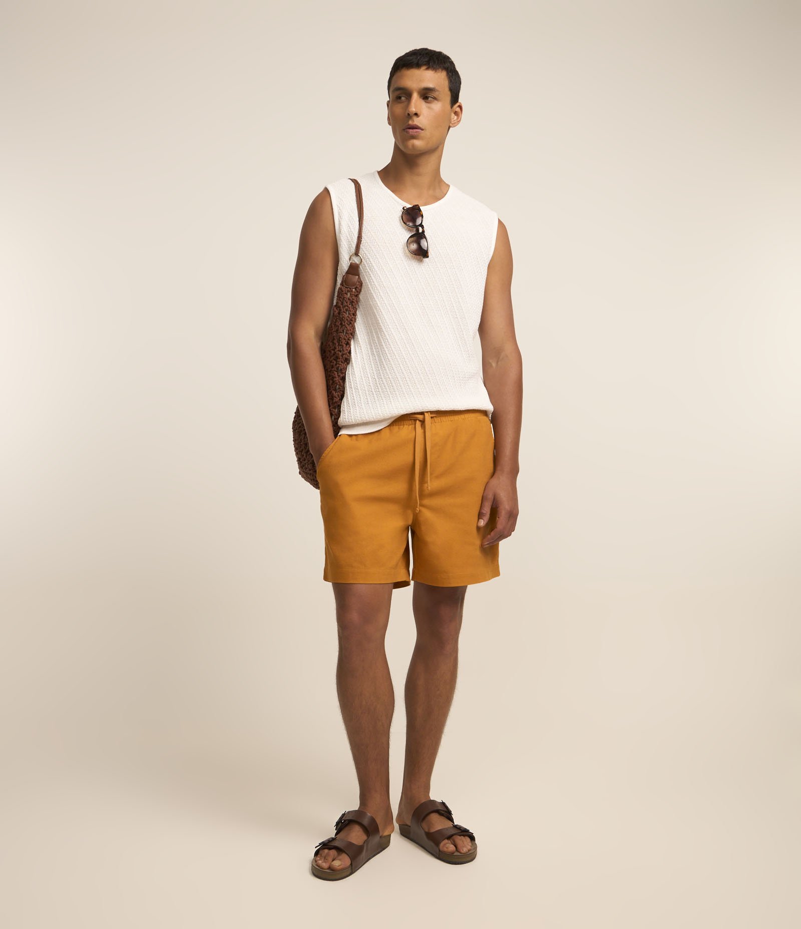 Regata Regular com Textura Diagonal Branco 2