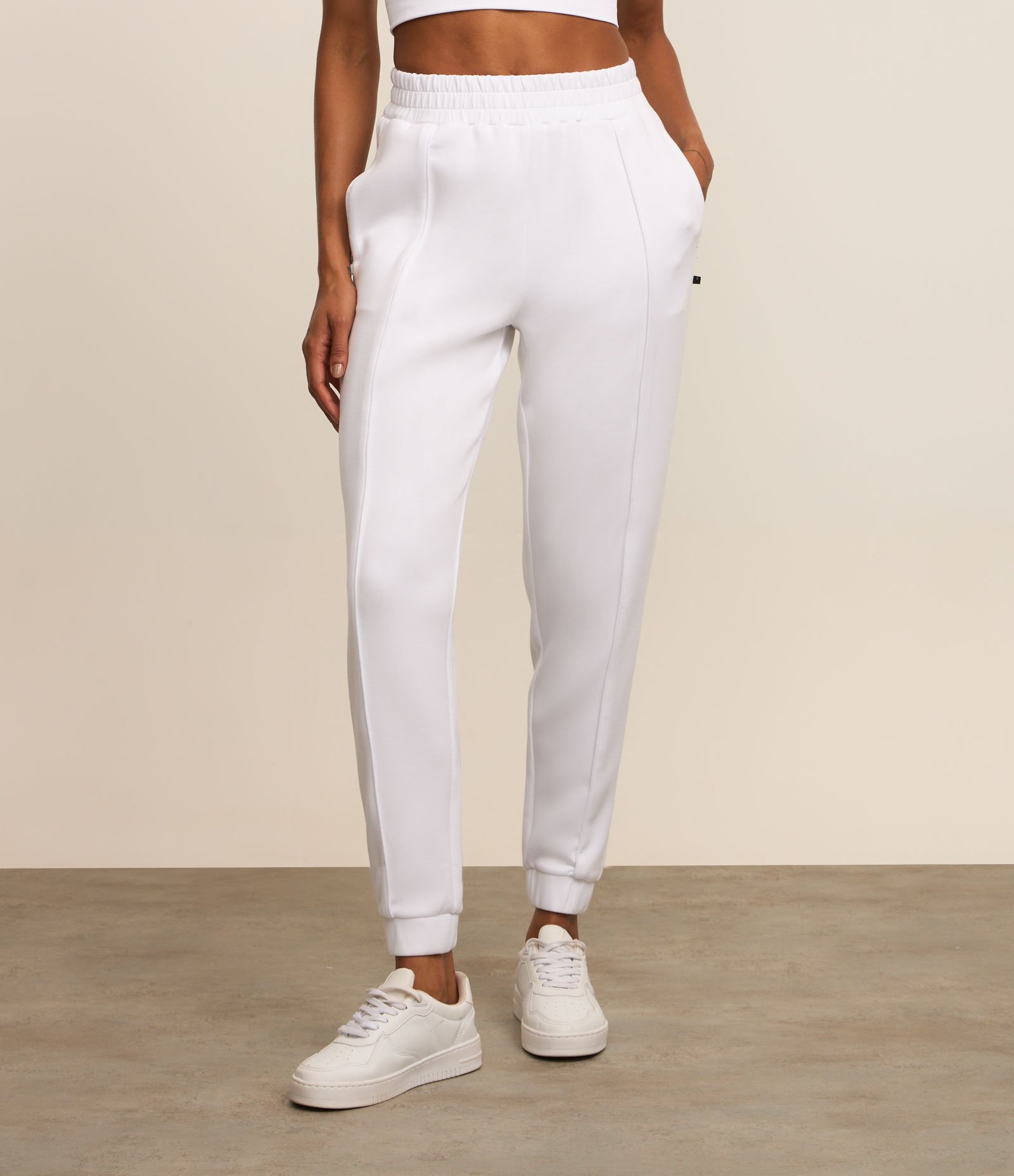 Calça Jogger em Microfibra Pesada com Frisos Branco 2