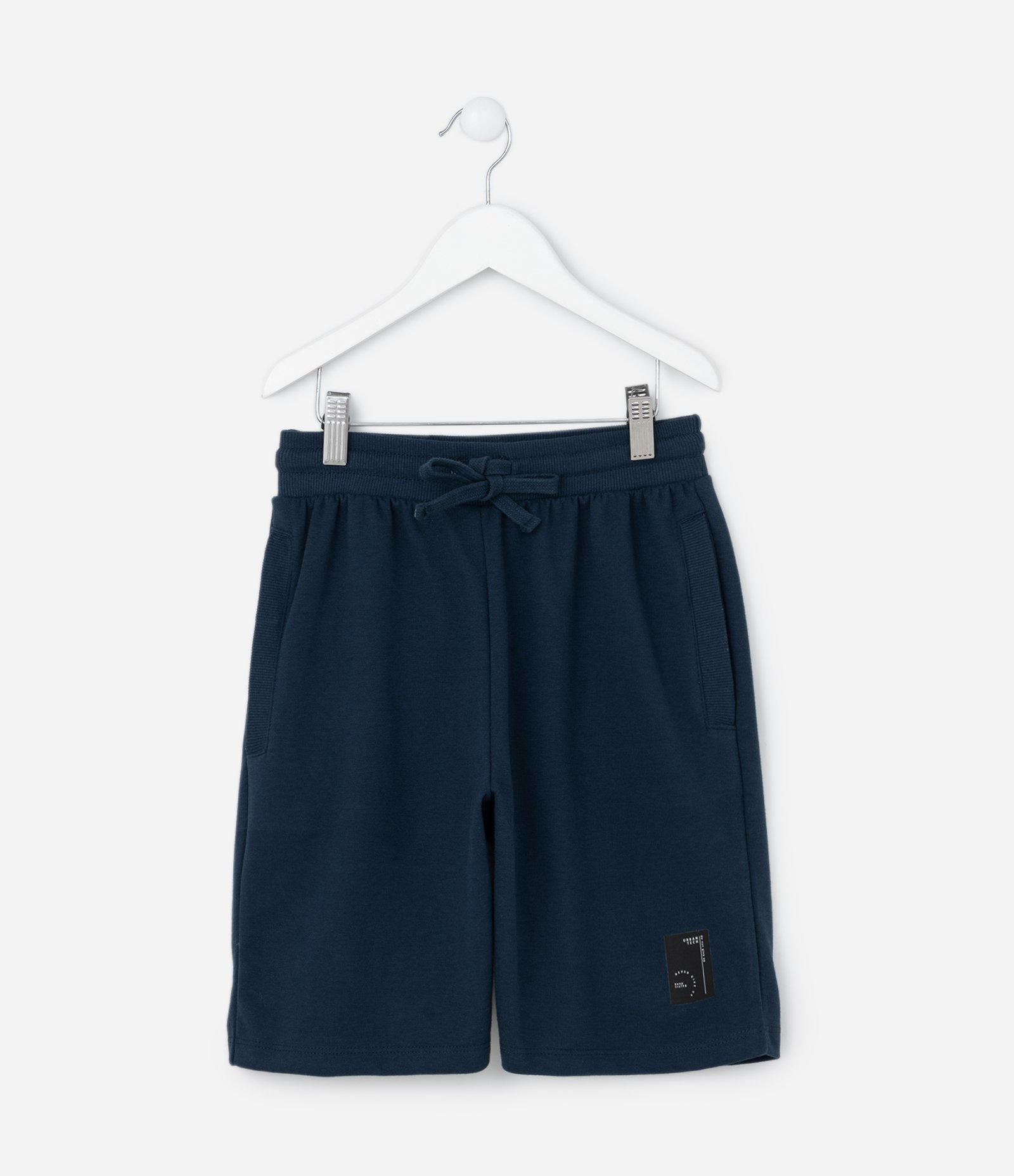 Bermuda Infantil com Cós Elástico e Etiqueta na Barra - Tam 5 a 14 Anos Azul 1