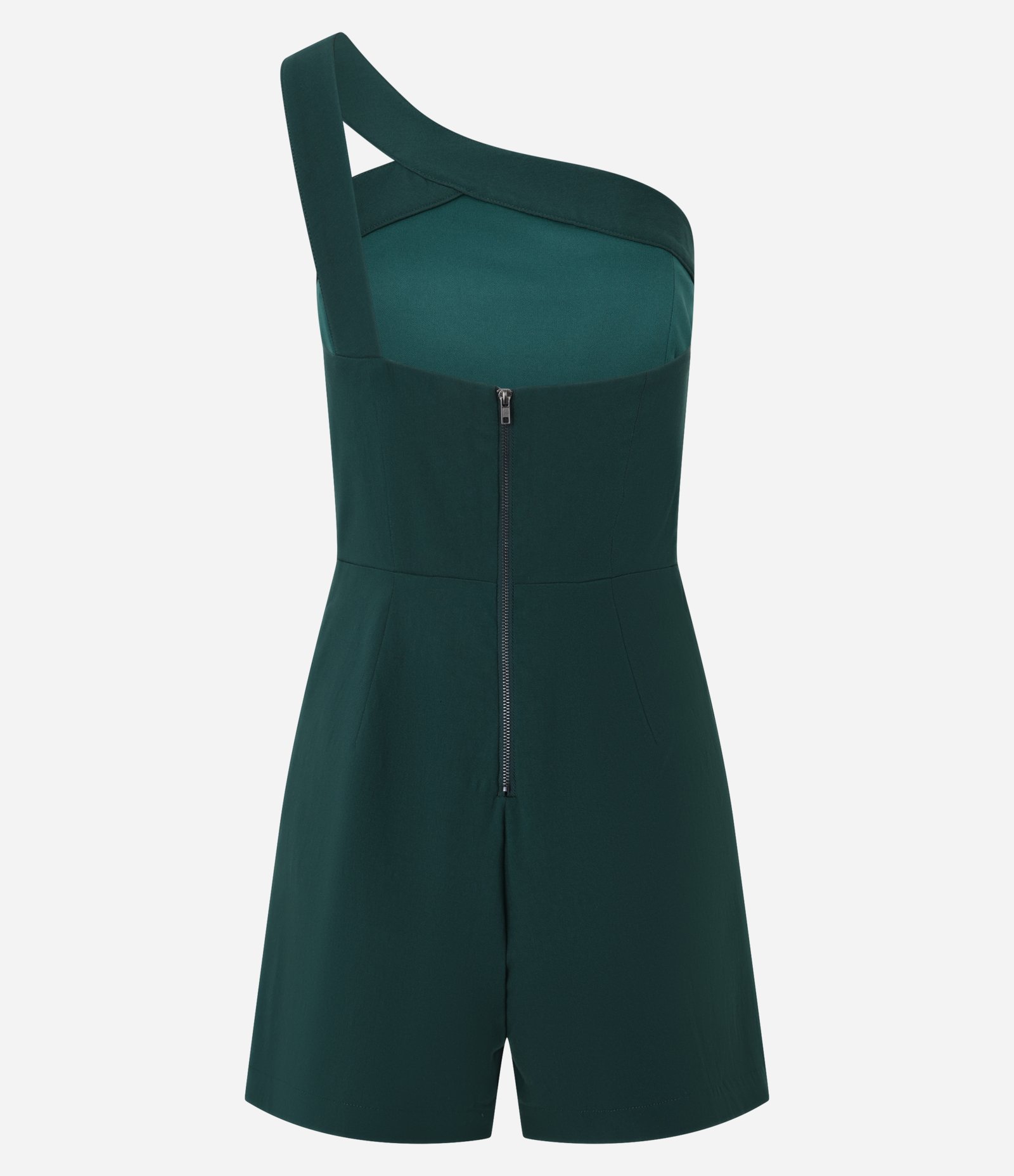 Macaquinho Short Saia em Bengaline com Ombro Só e Sobreposição Verde 6