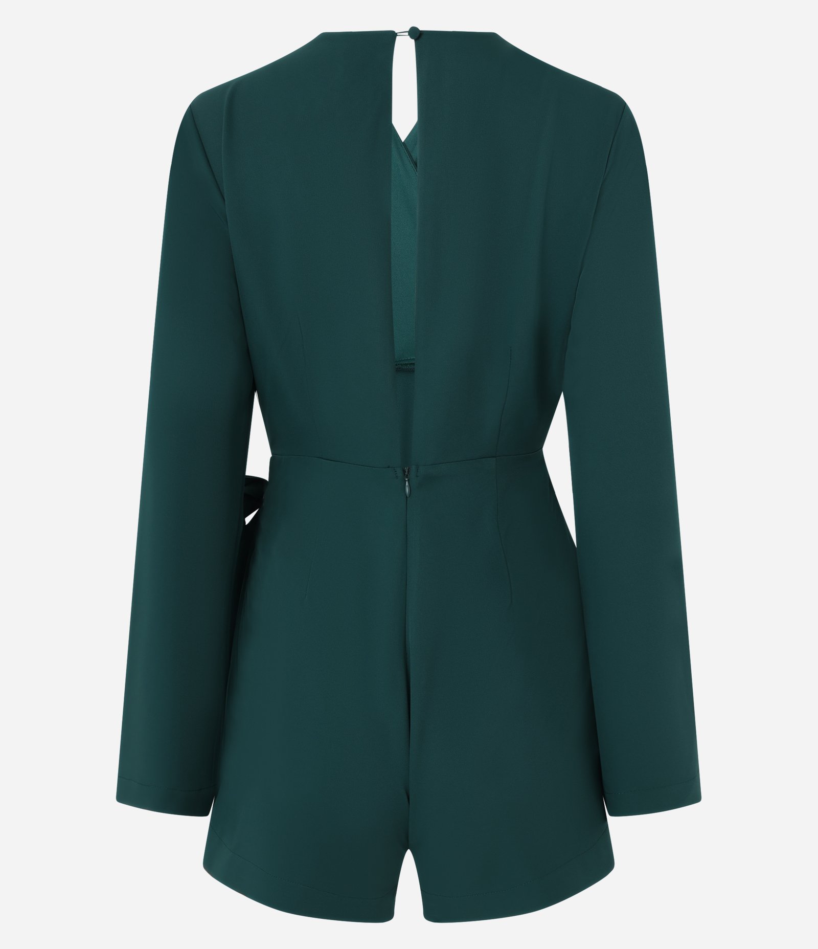 Macaquinho Short Saia em Crepe com Decote Transpassado Verde 7