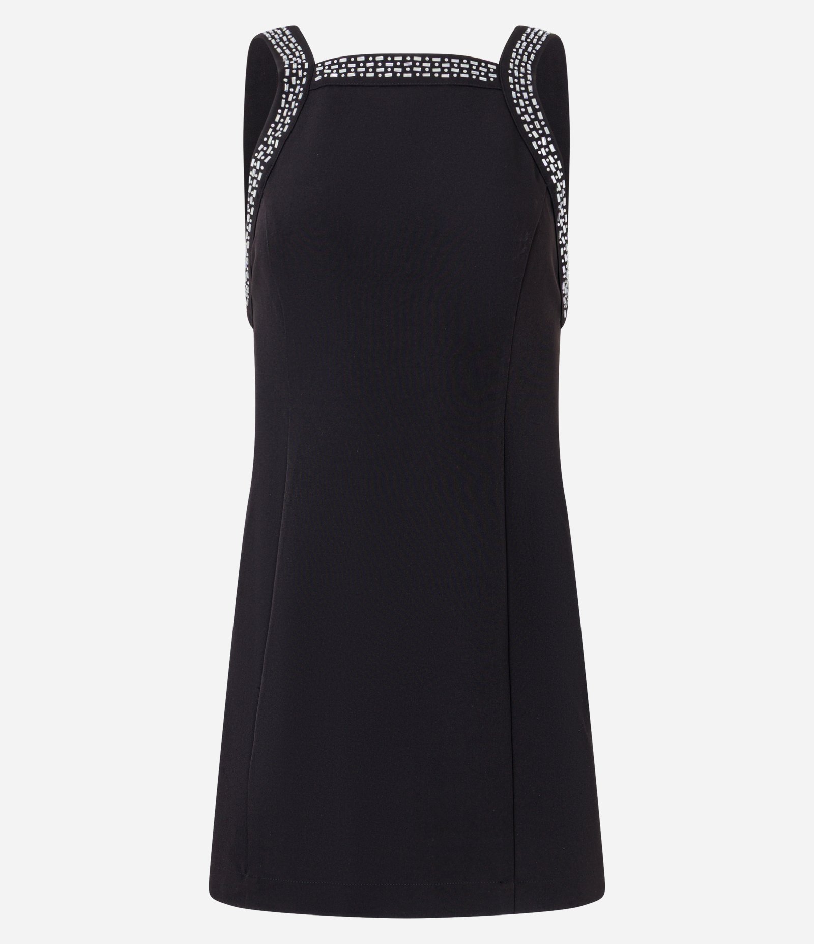 Vestido Evasê Curto em Alfaiataria com Brilhos Aplicados Preto 6