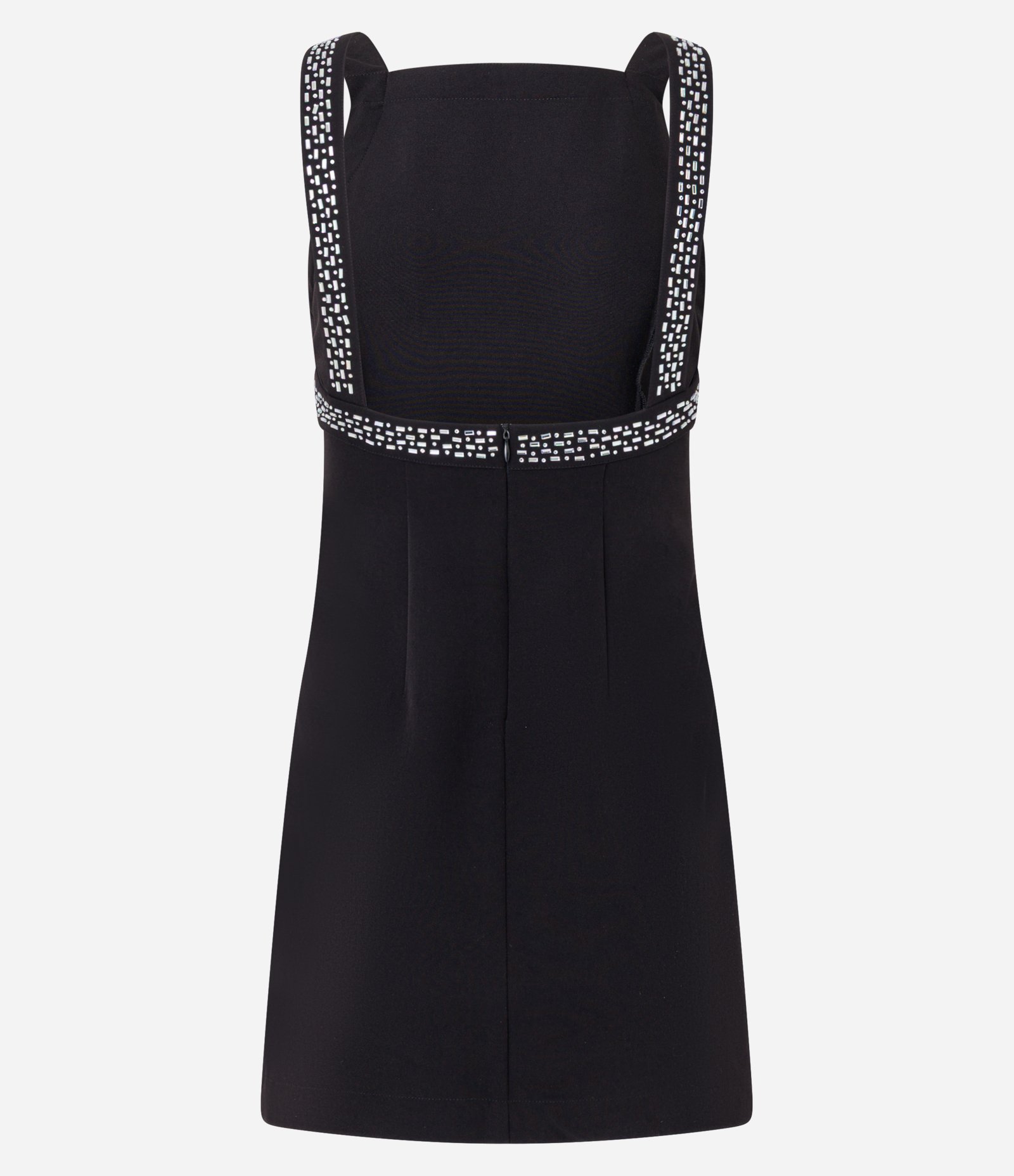 Vestido Evasê Curto em Alfaiataria com Brilhos Aplicados Preto 8
