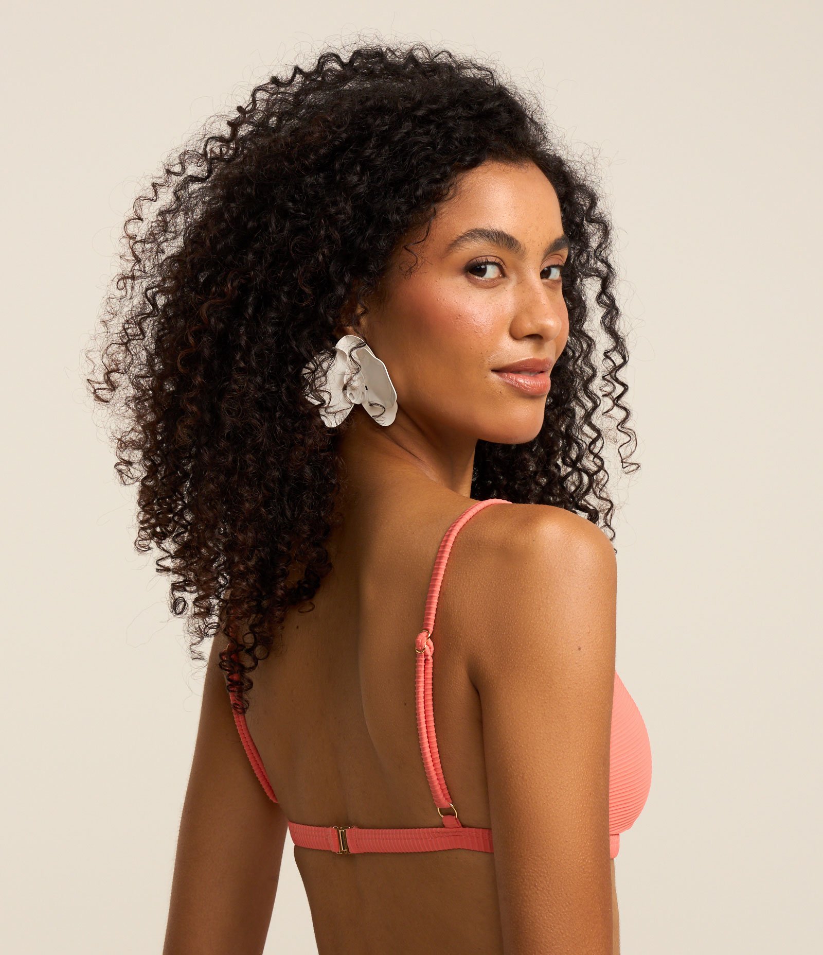 Biquíni Top Triângulo em Microfibra Texturizada com Alça Fina Laranja 2