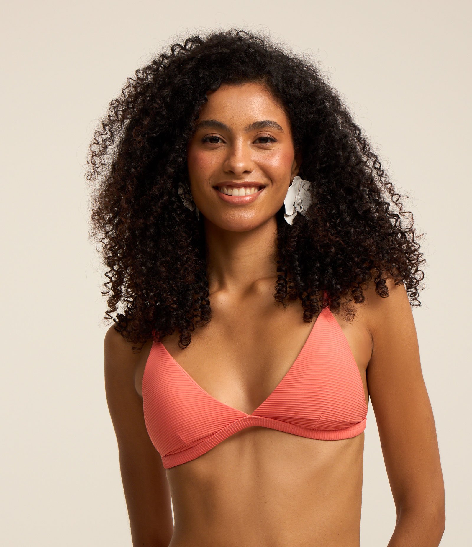 Biquíni Top Triângulo em Microfibra Texturizada com Alça Fina Laranja 4