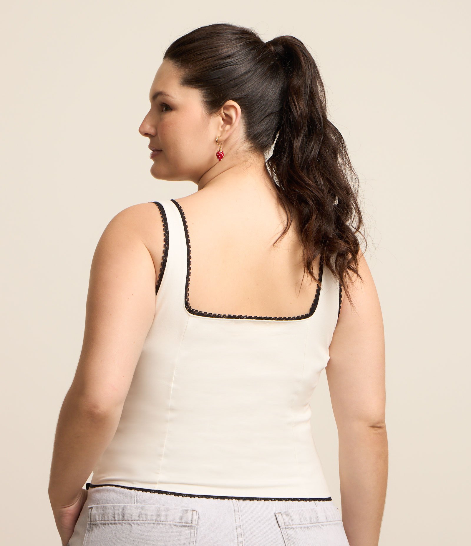 Blusa Cropped em Algodão com Lacinho Curve & Plus Size Branco 3