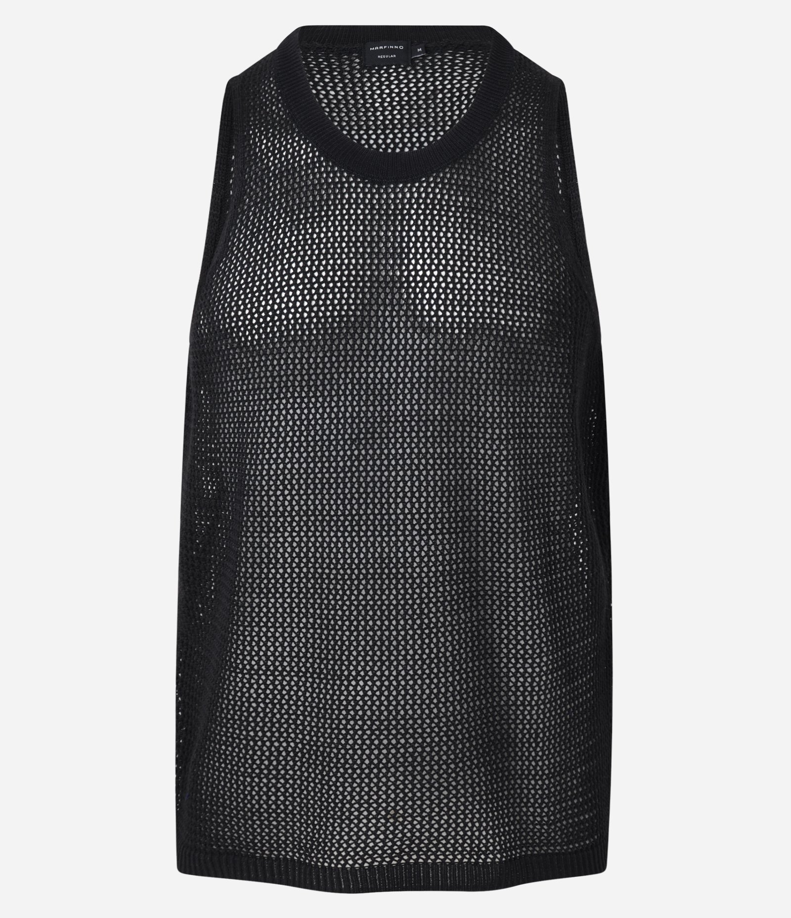 Regata Regular em Tricô Open Work Preto 7