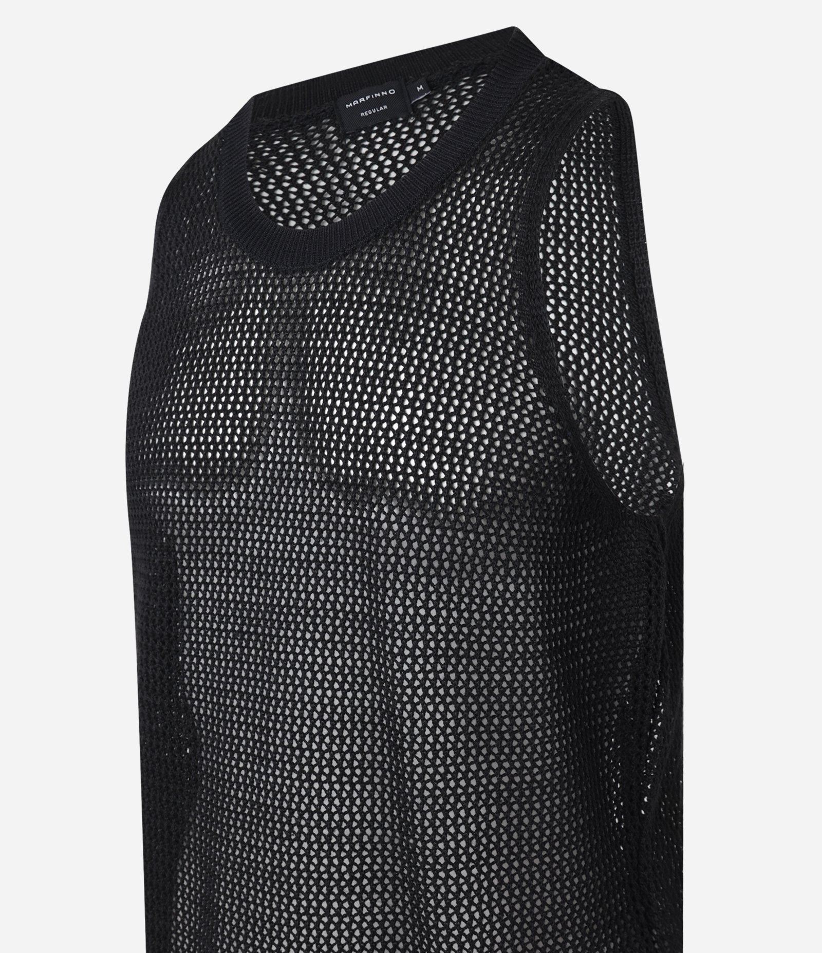 Regata Regular em Tricô Open Work Preto 8