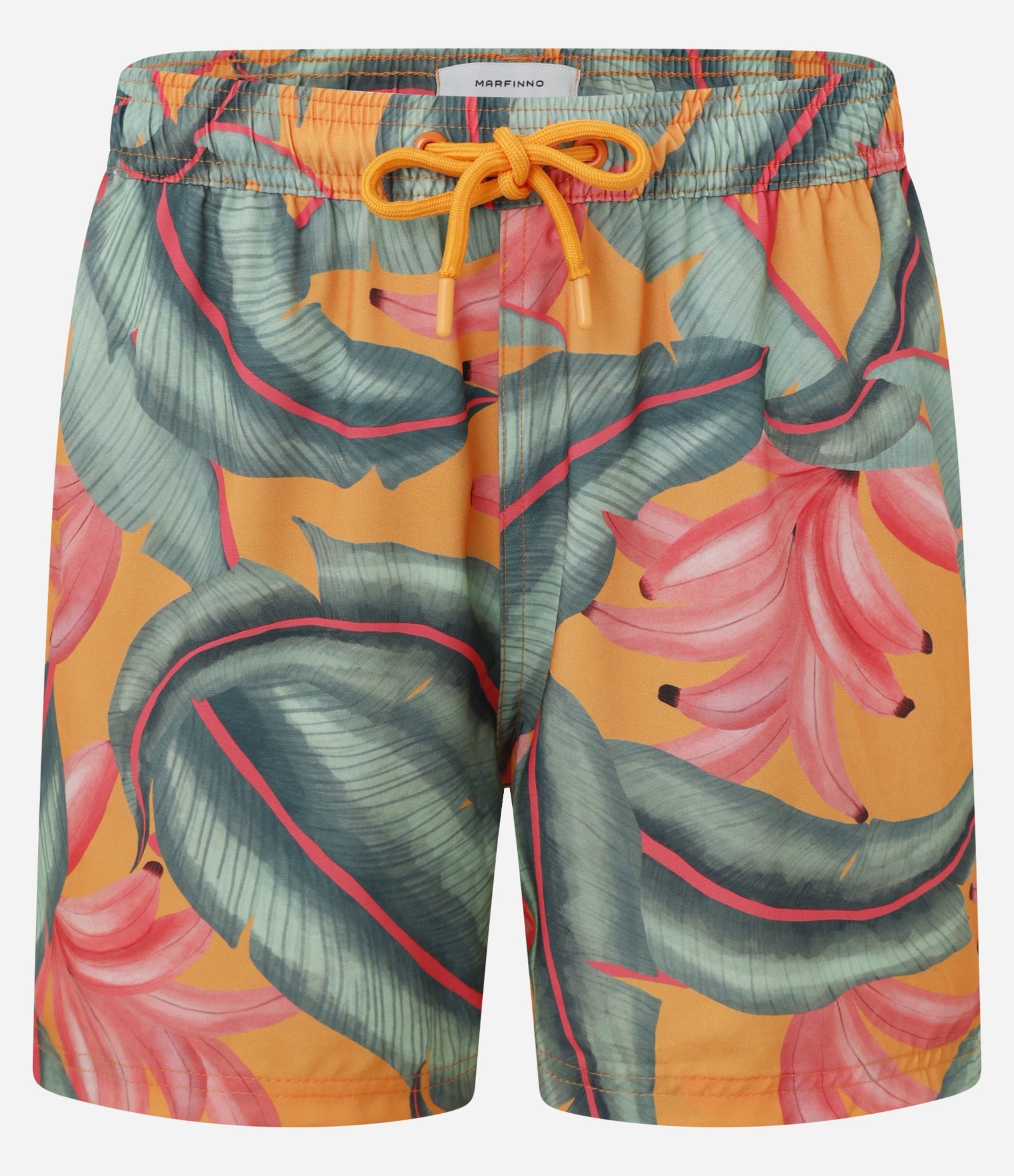 Bermuda em Microfibra com Estampa Tropical Laranja/Verde/Rosa 4