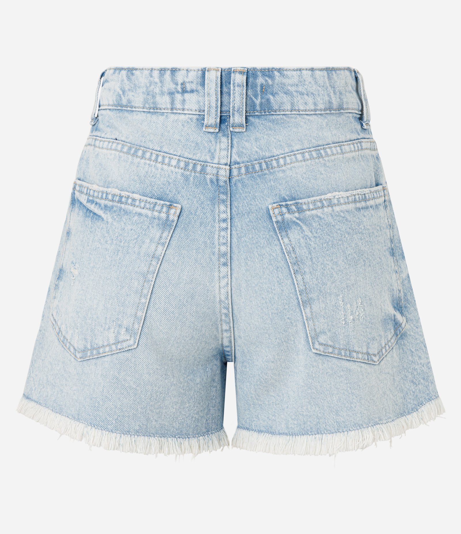 Short Slim em Jeans Dirty com Puídos e Chaveirinho Azul 4