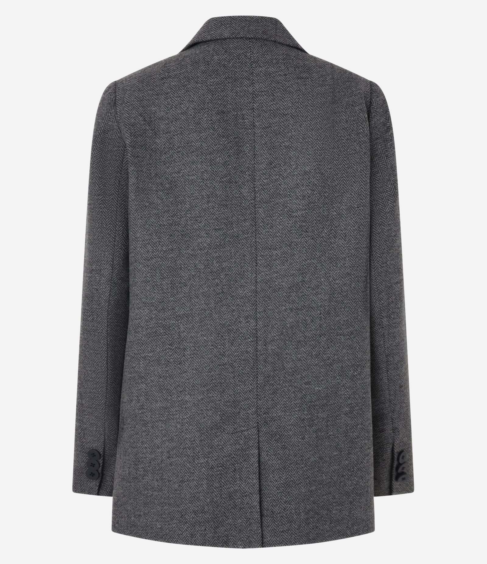 Blazer Alongado em Polivelour Xadrez com Botões Cinza 5