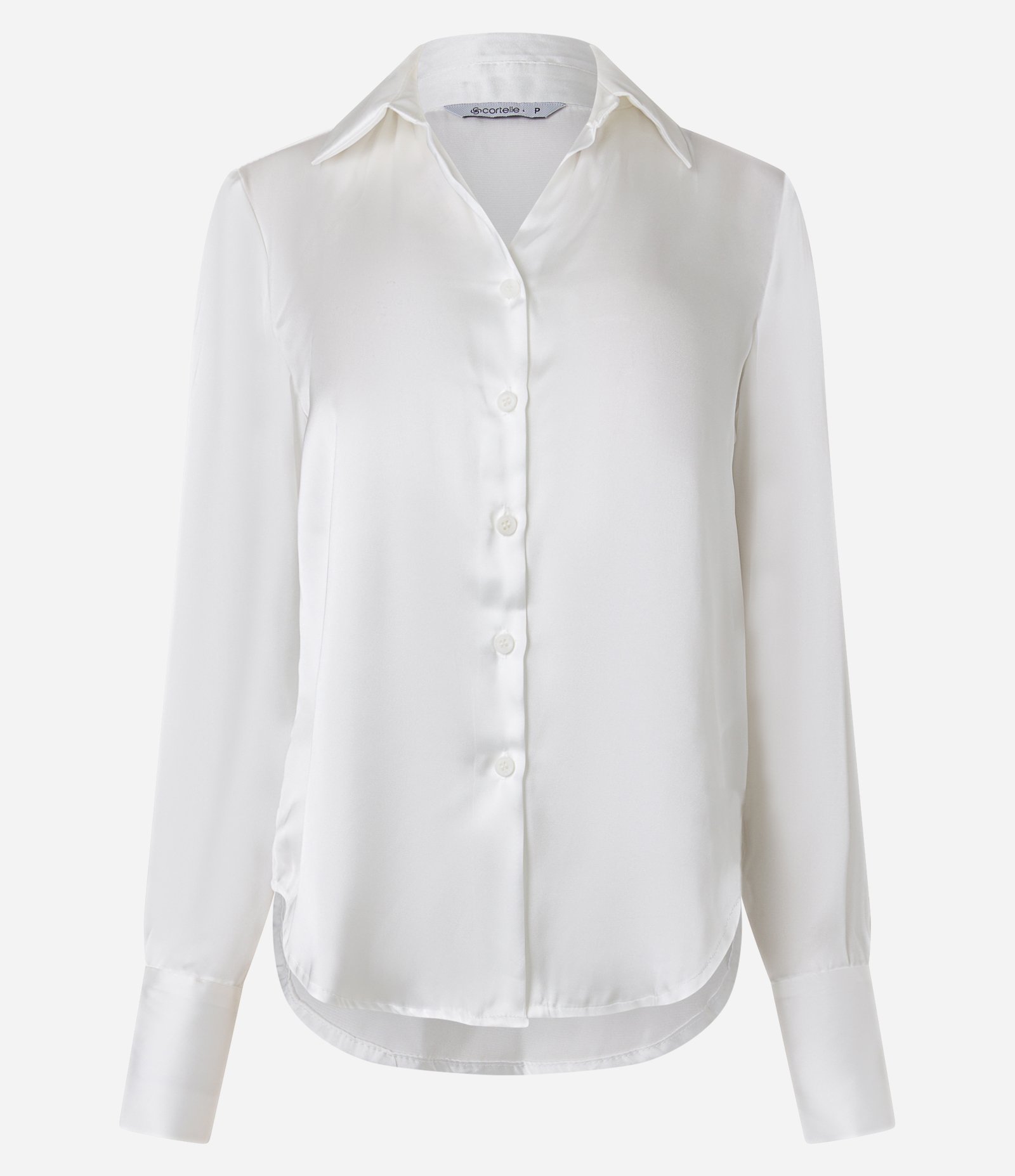 Camisa Acetinada com Caimento Leve e Manga Longa Branco 6