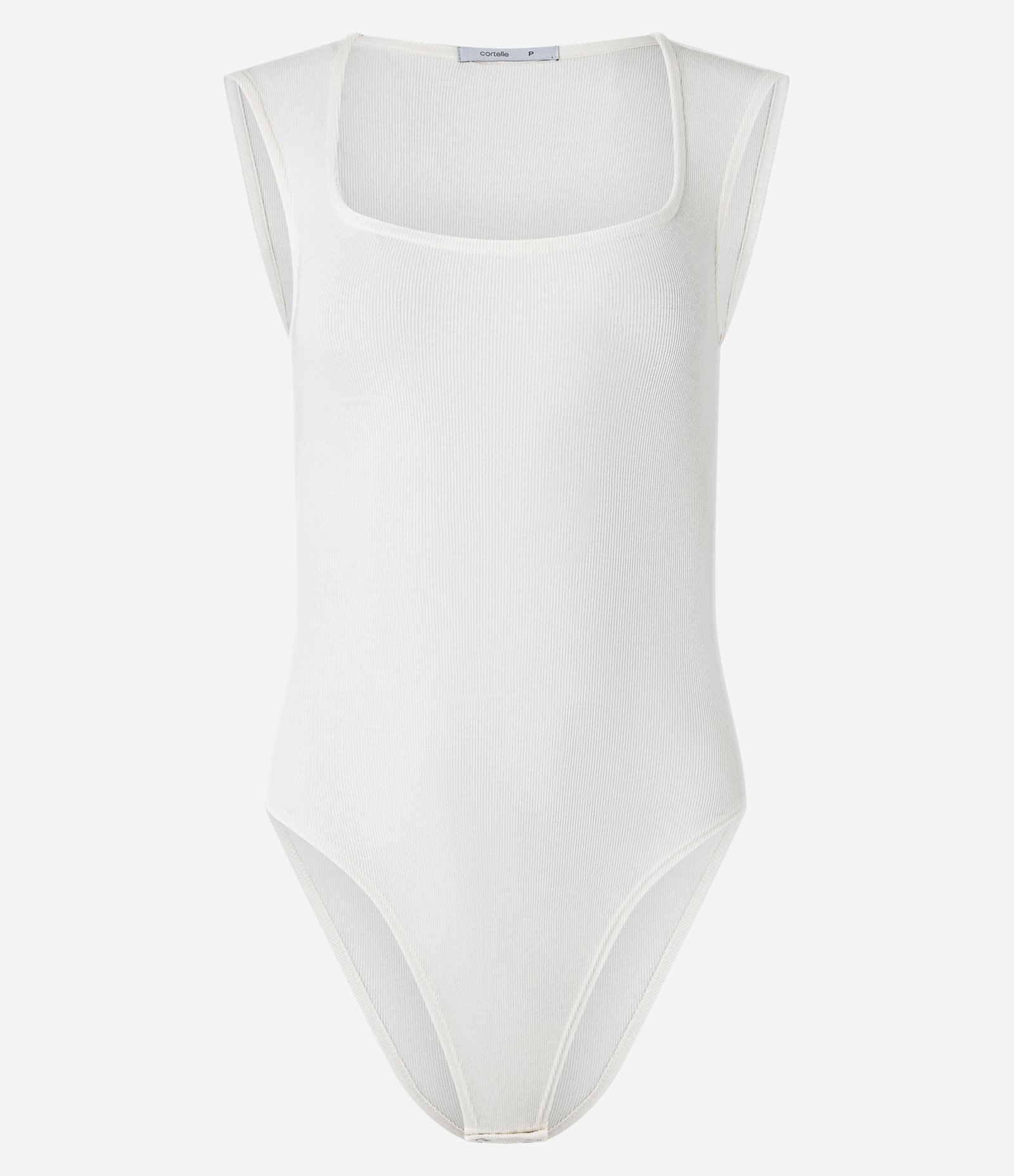 Body em Ribana com Manga Curtinha e Decote Quadrado Branco Neve 1
