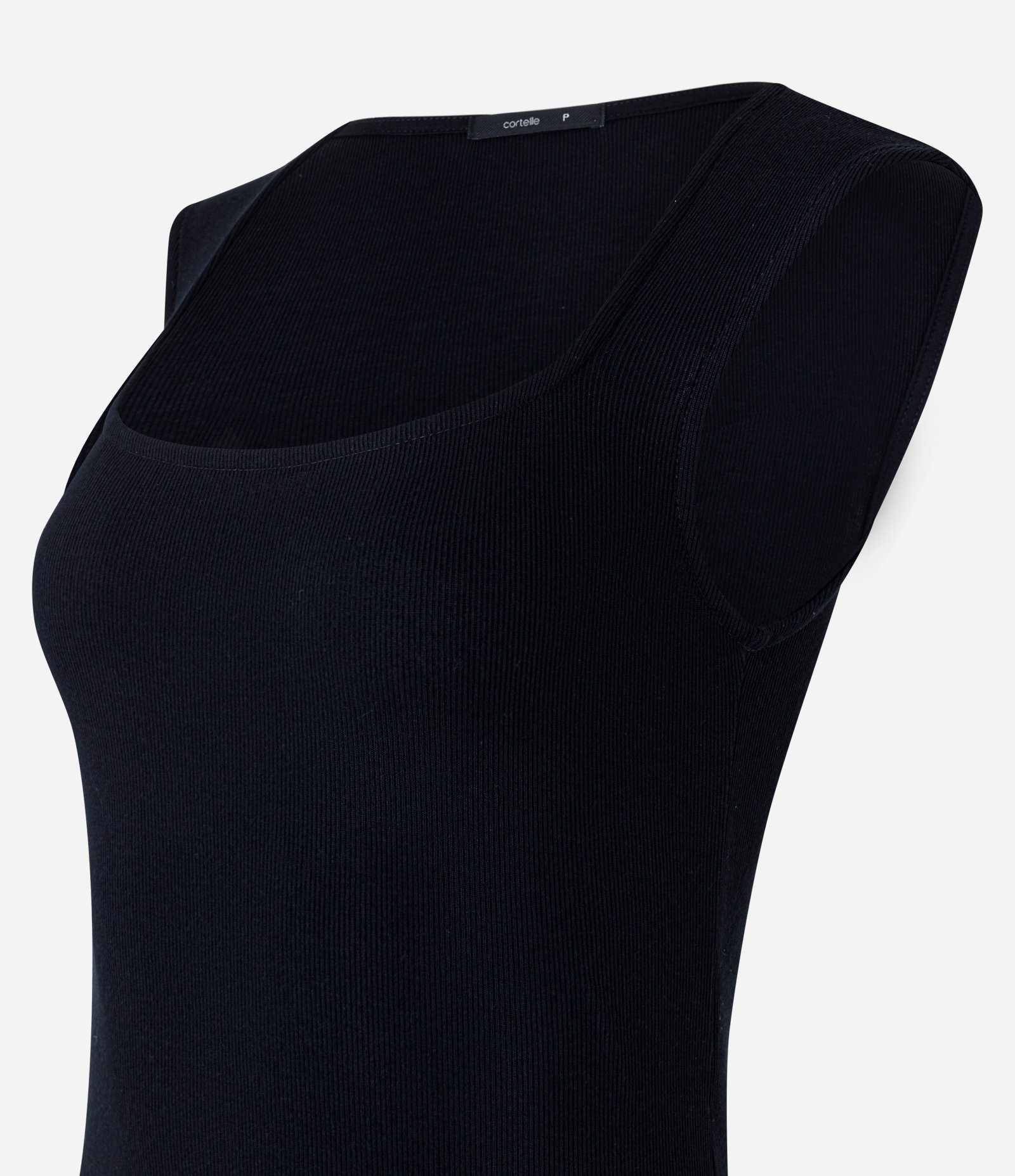 Body em Ribana com Manga Curtinha e Decote Quadrado Preto 2