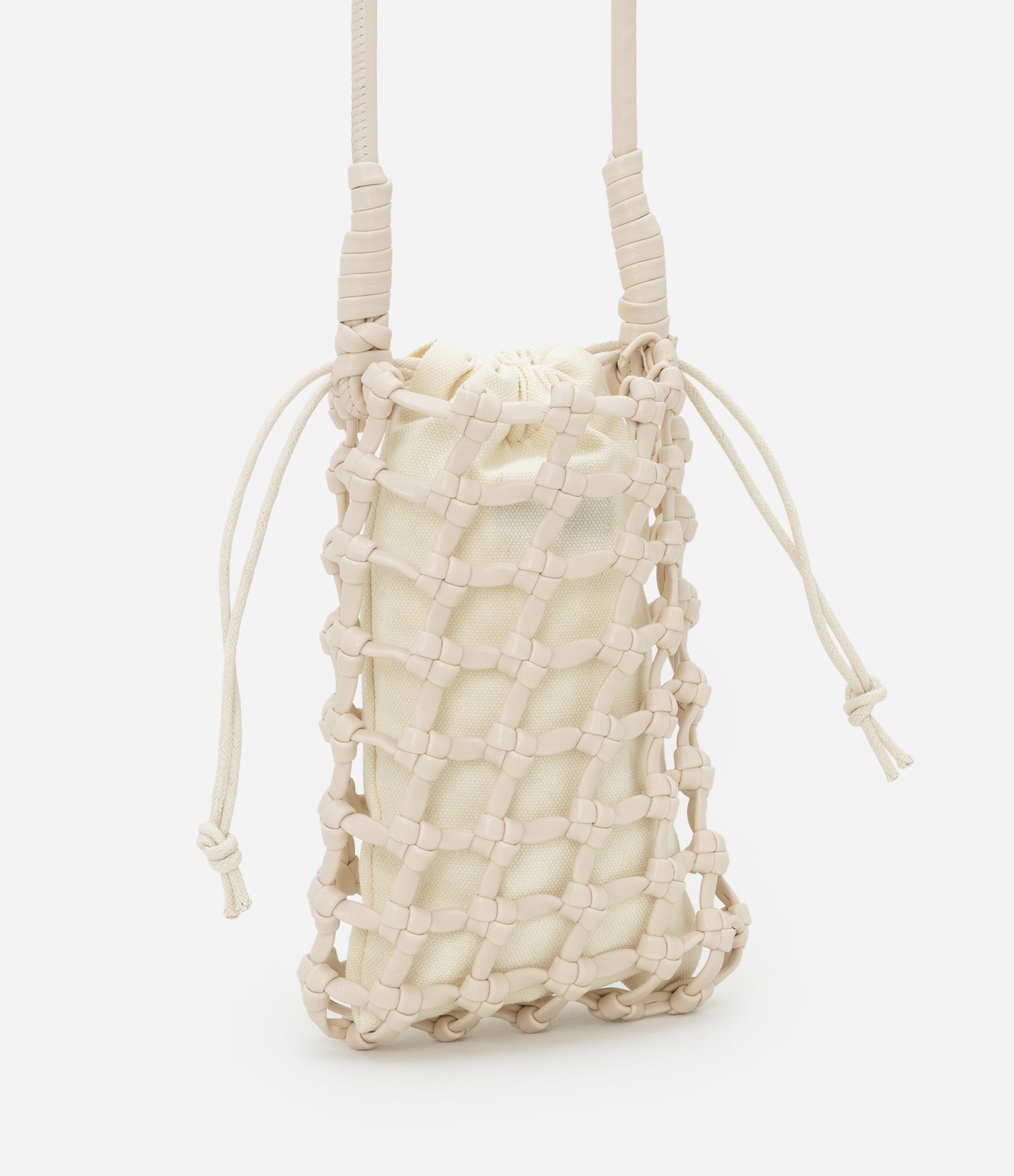 Bolsa Mini Bag em Material Sintético Trançado Bege 1