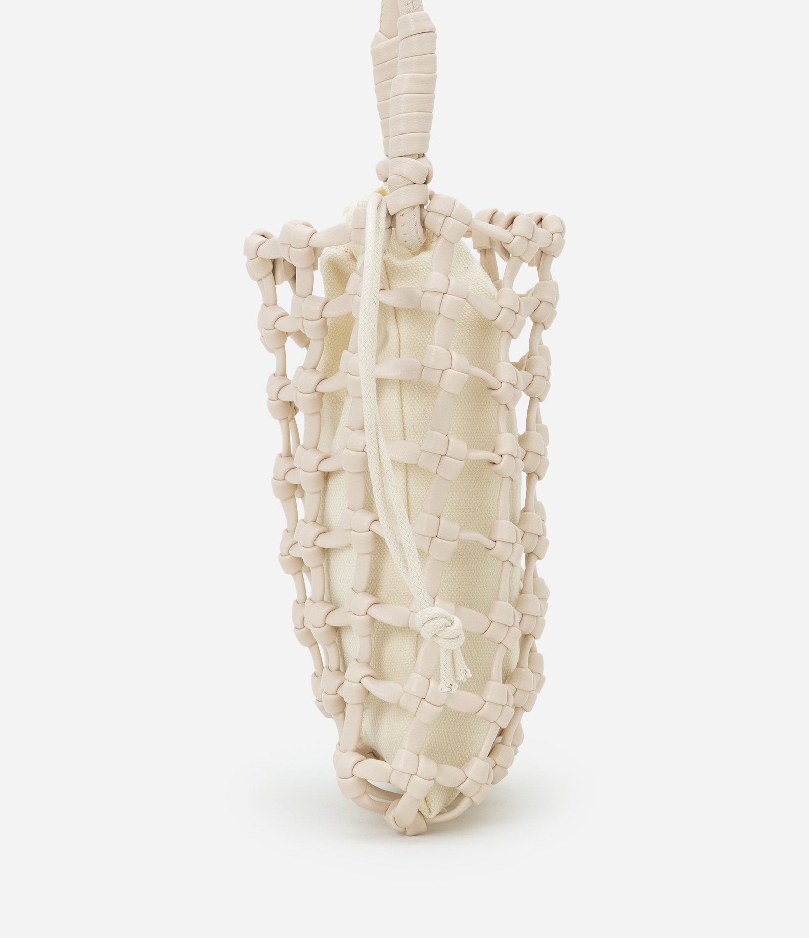 Bolsa Mini Bag em Material Sintético Trançado Bege 2