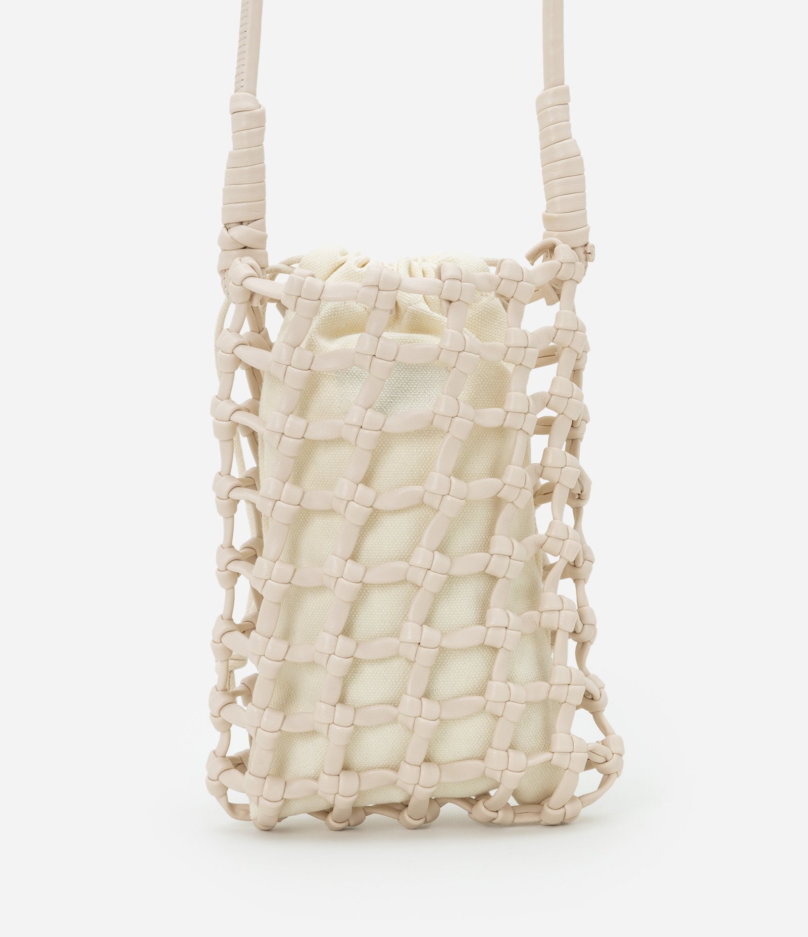 Bolsa Mini Bag em Material Sintético Trançado Bege 3