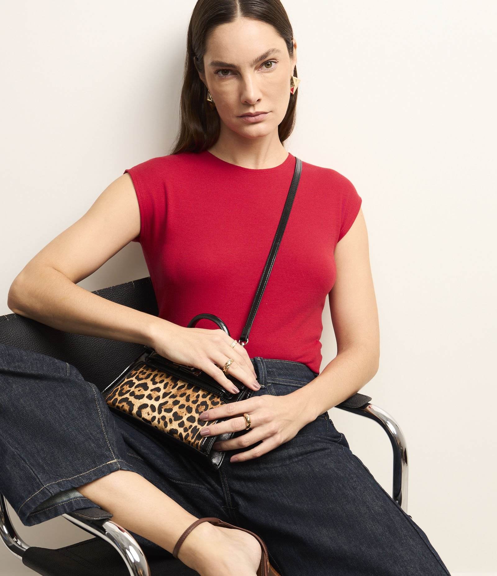 Blusa Canelada em Ribana com Manga Sem Cava Vermelho 5