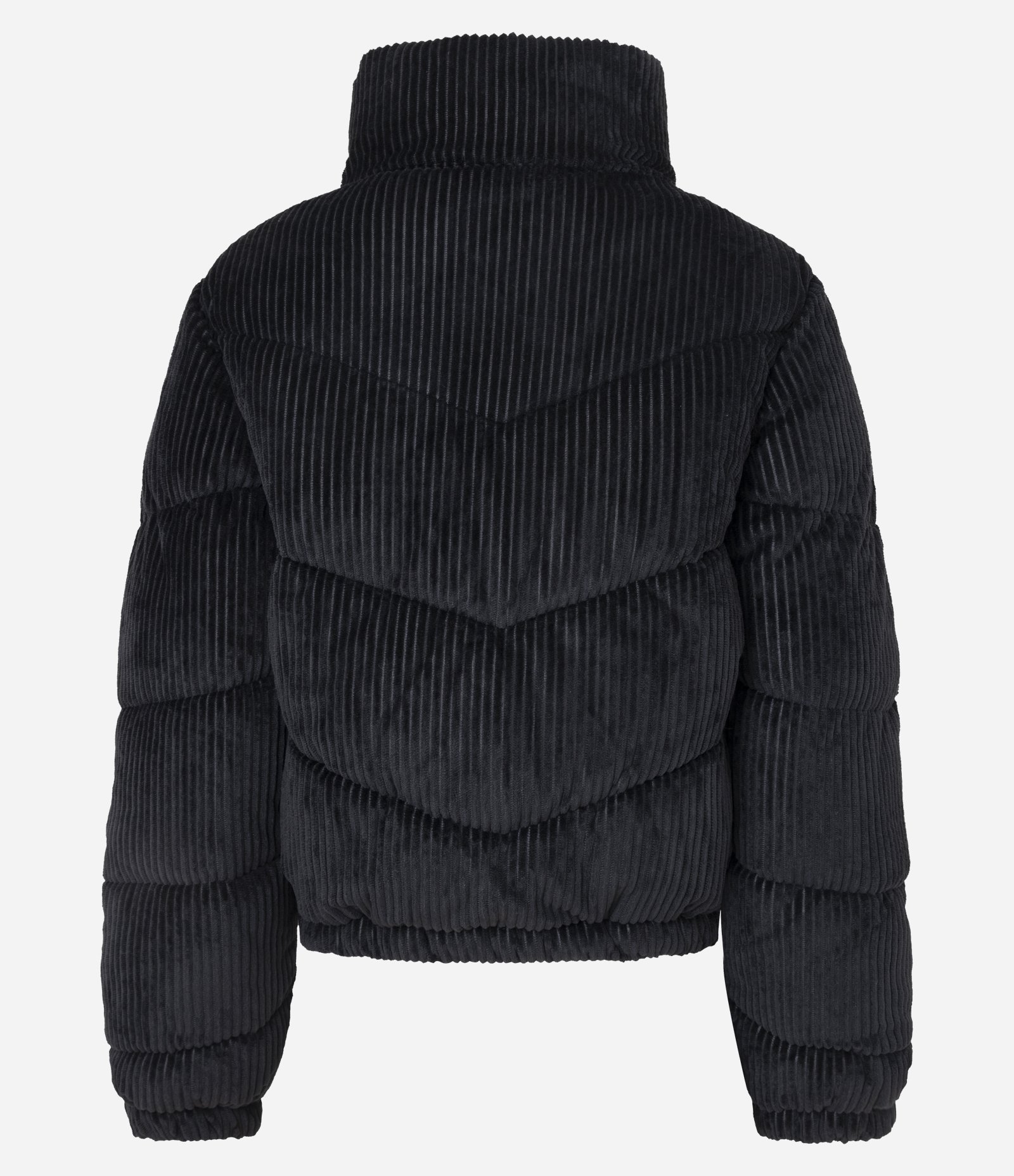 Jaqueat Puffer em Veludo Cotelê com Gola Alta Preto 8