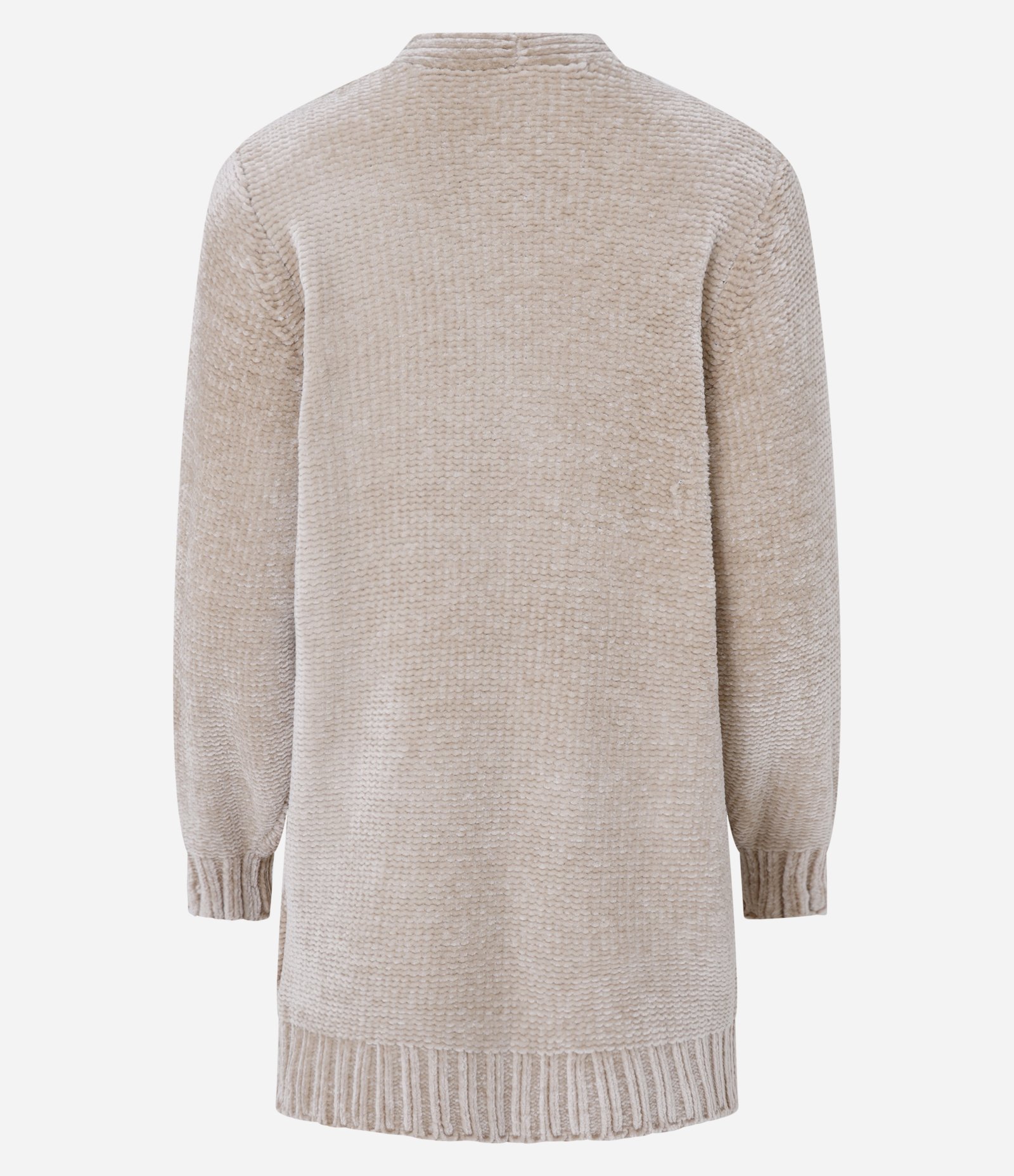 Cardigan Alongado em Chenille Canelado com Bolsos Frontais Bege 7