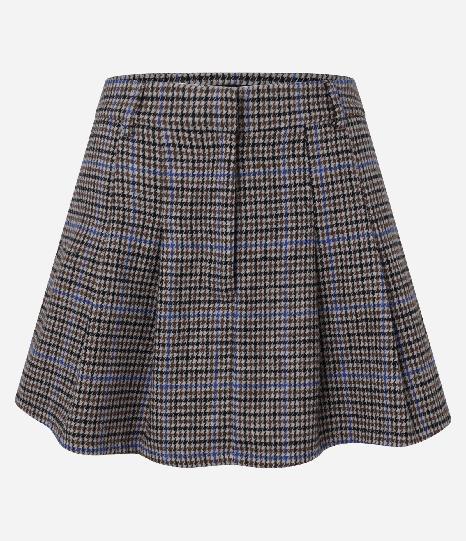 Short Saia Plissada com Viscose e Estampa Xadrez Marrom 5