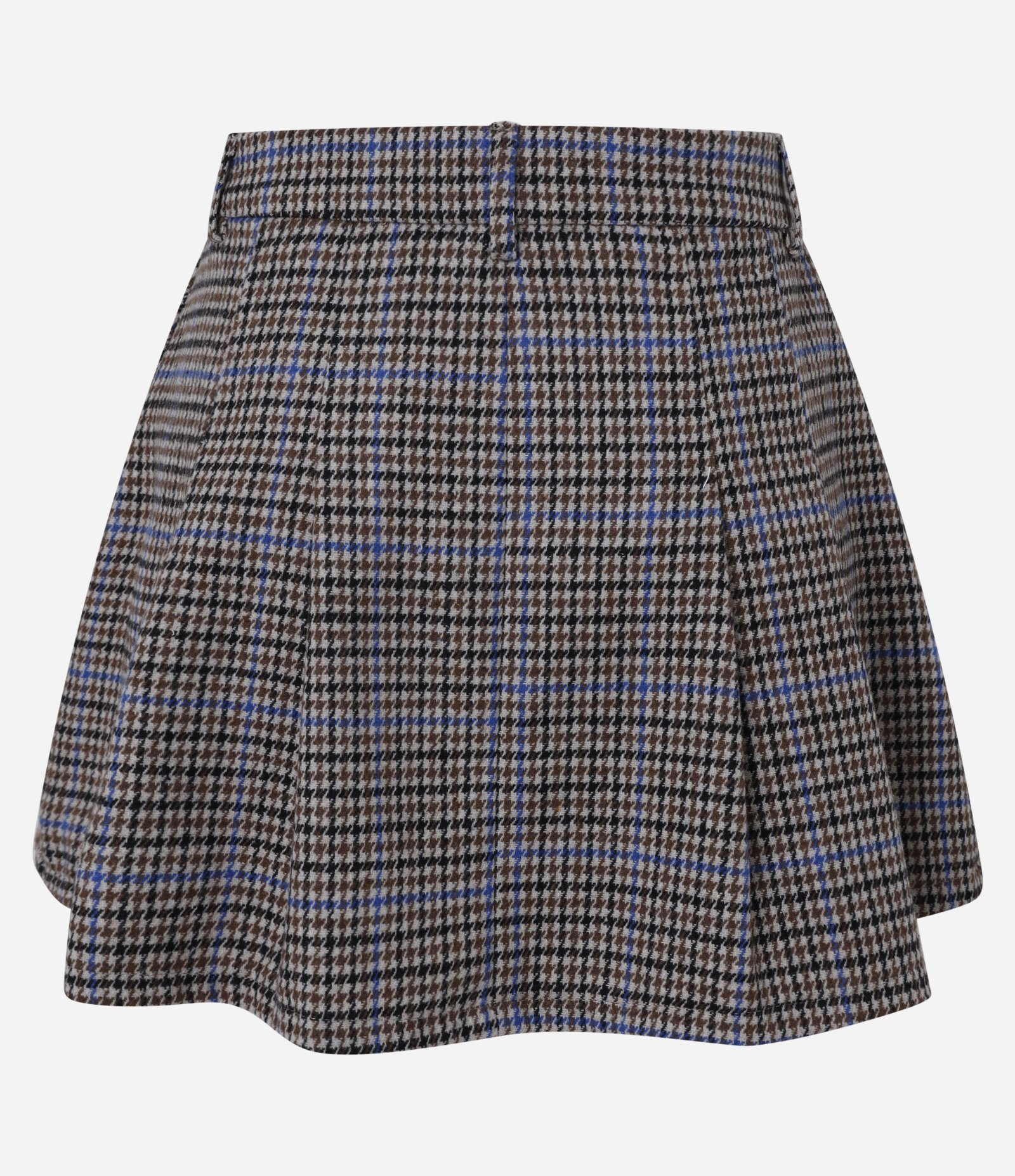 Short Saia Plissada com Viscose e Estampa Xadrez Marrom 6